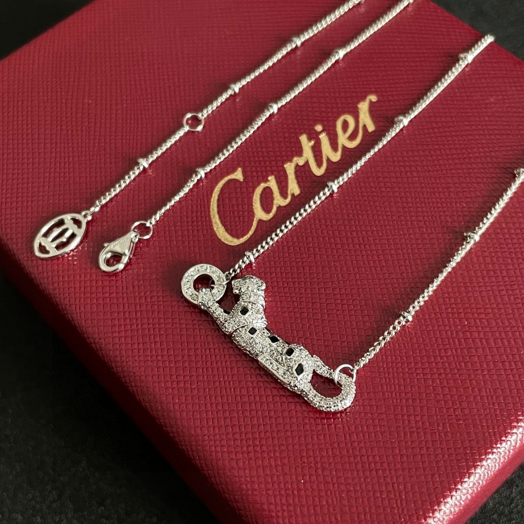 Cartier Panthere de Cartier necklace 18K white gold diamond black onyx 42cm