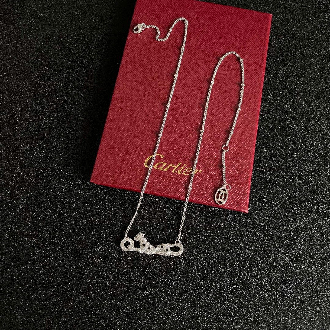 Cartier Panthere de Cartier necklace 18K white gold diamond black onyx 42cm