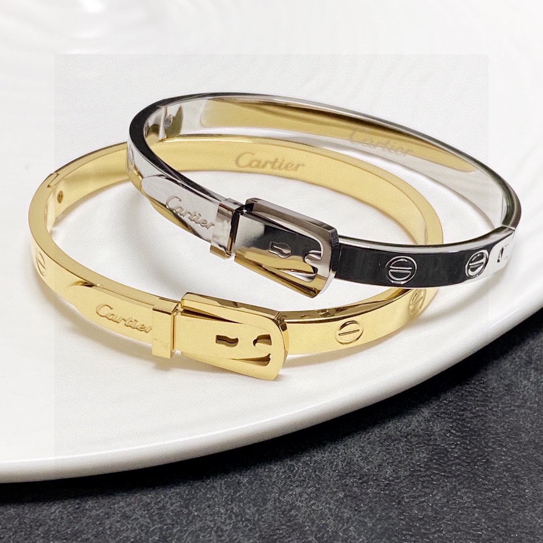 Cartier Love Buckle Bangle bracelet 18k yellow gold 18k white gold no gemstones 17cm