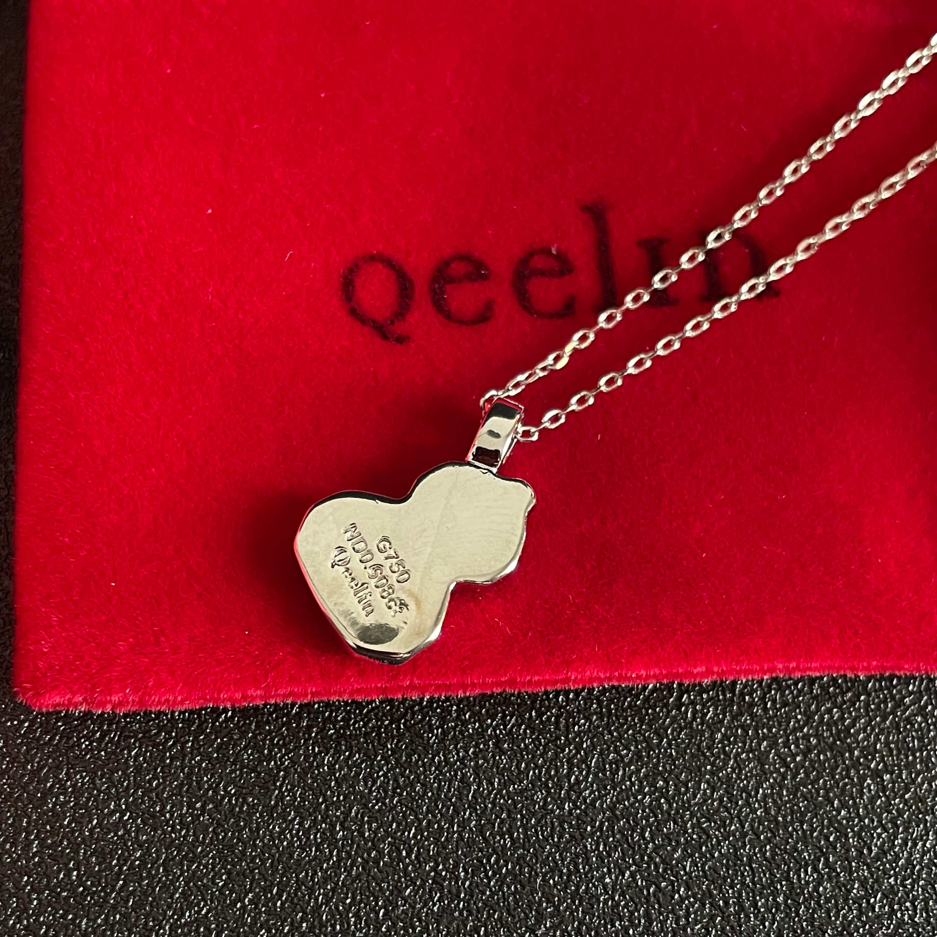 Qeelin Wulu necklace 18K white gold with pave set white diamonds 42cm with 2cm extender