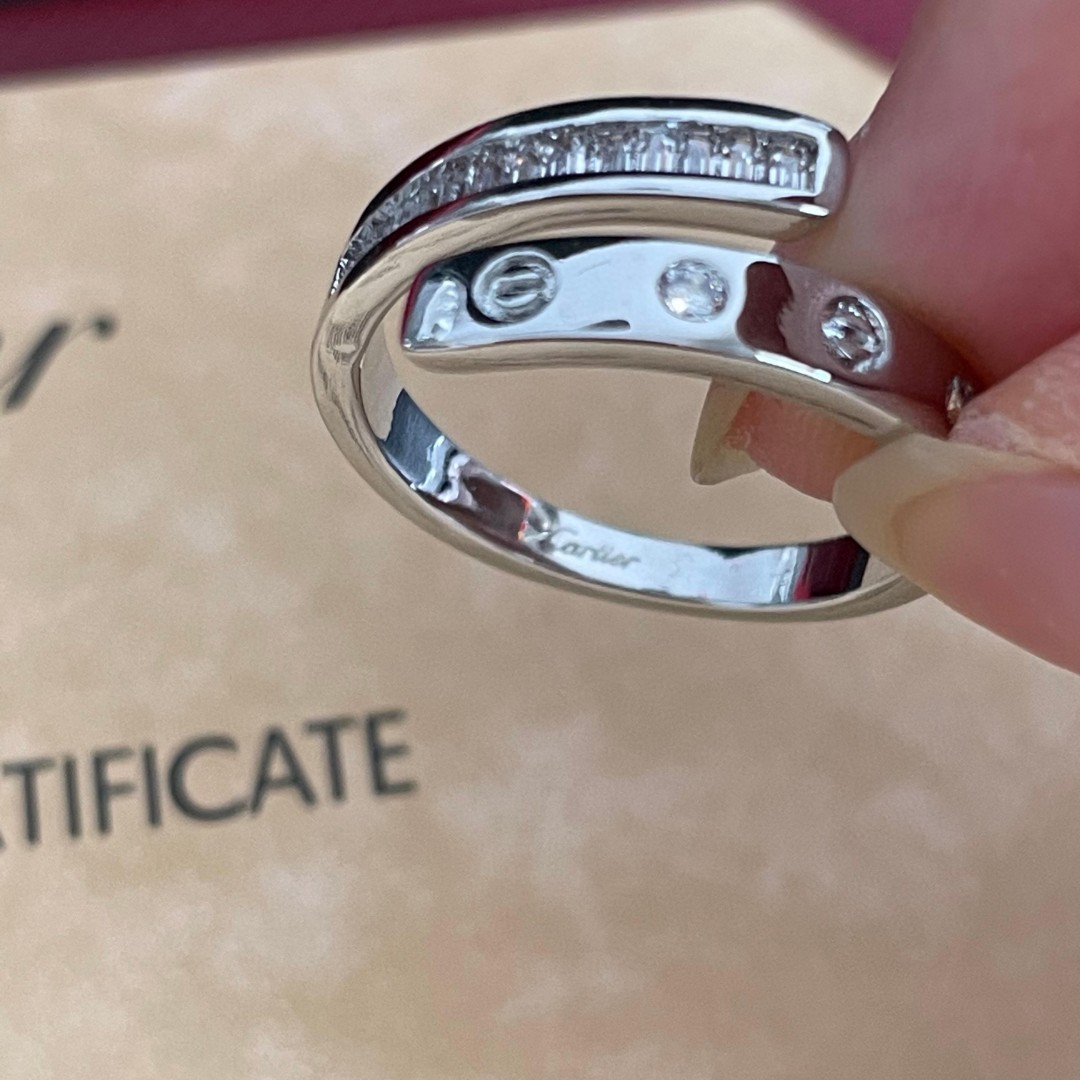 Cartier Love ring 18K white gold with clear diamonds US 7