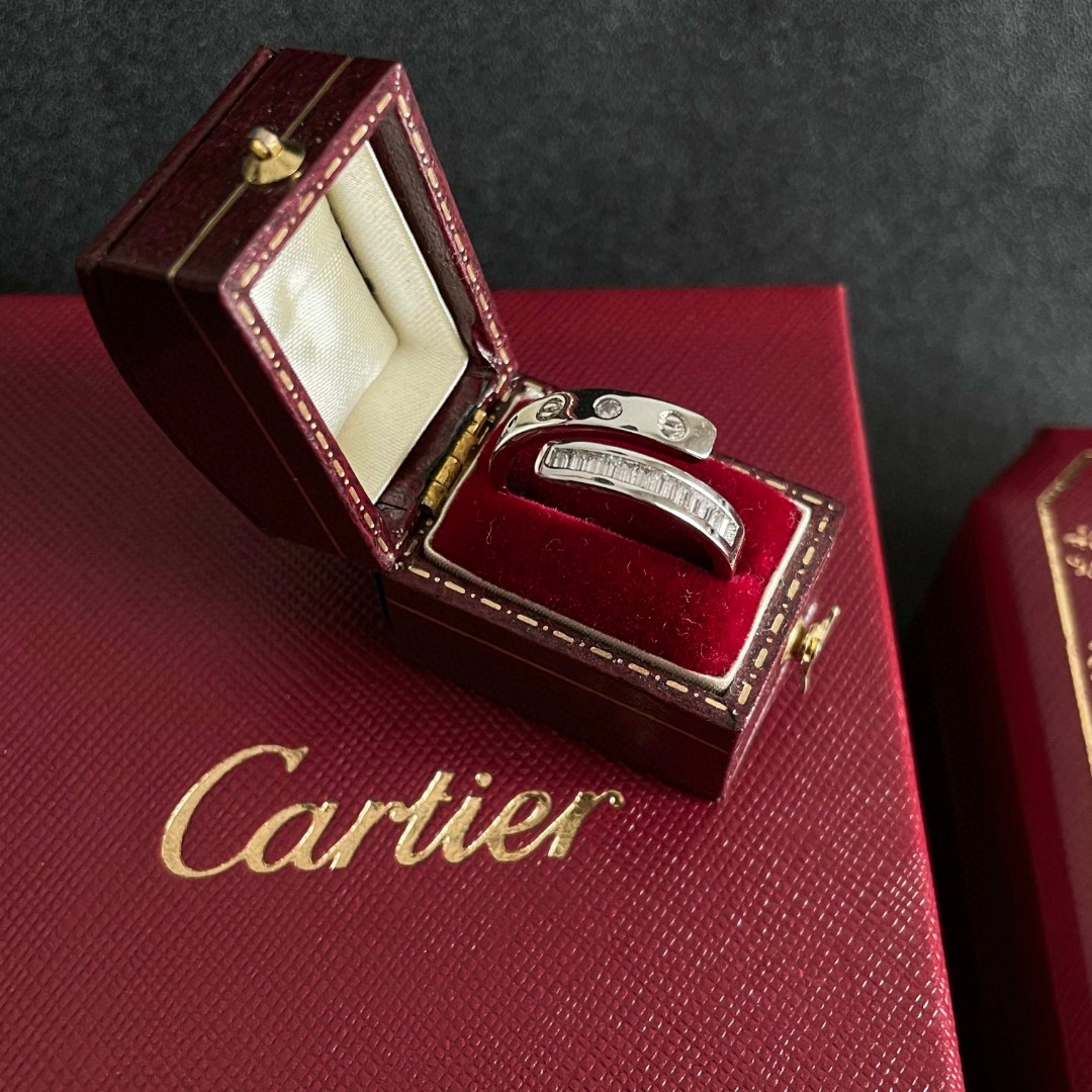 Cartier Love ring 18K white gold with clear diamonds US 7