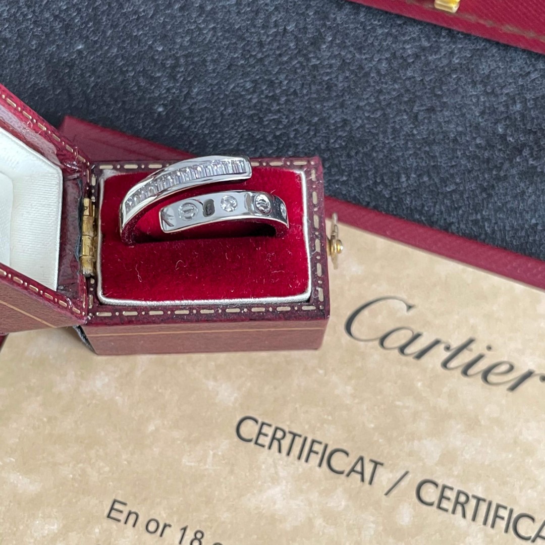 Cartier Love ring 18K white gold with clear diamonds US 7