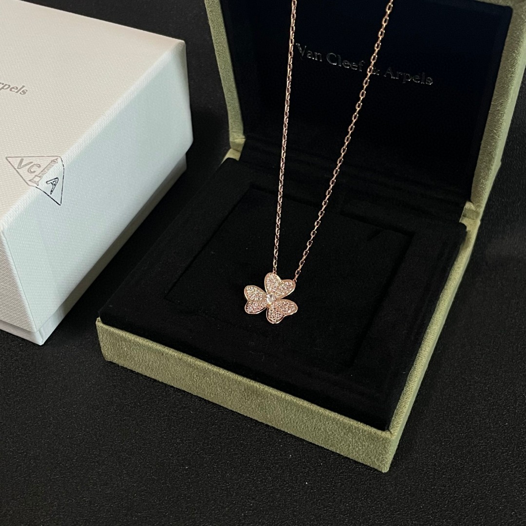 Van Cleef Arpels Frivole necklace Rose gold clear diamond 42cm
