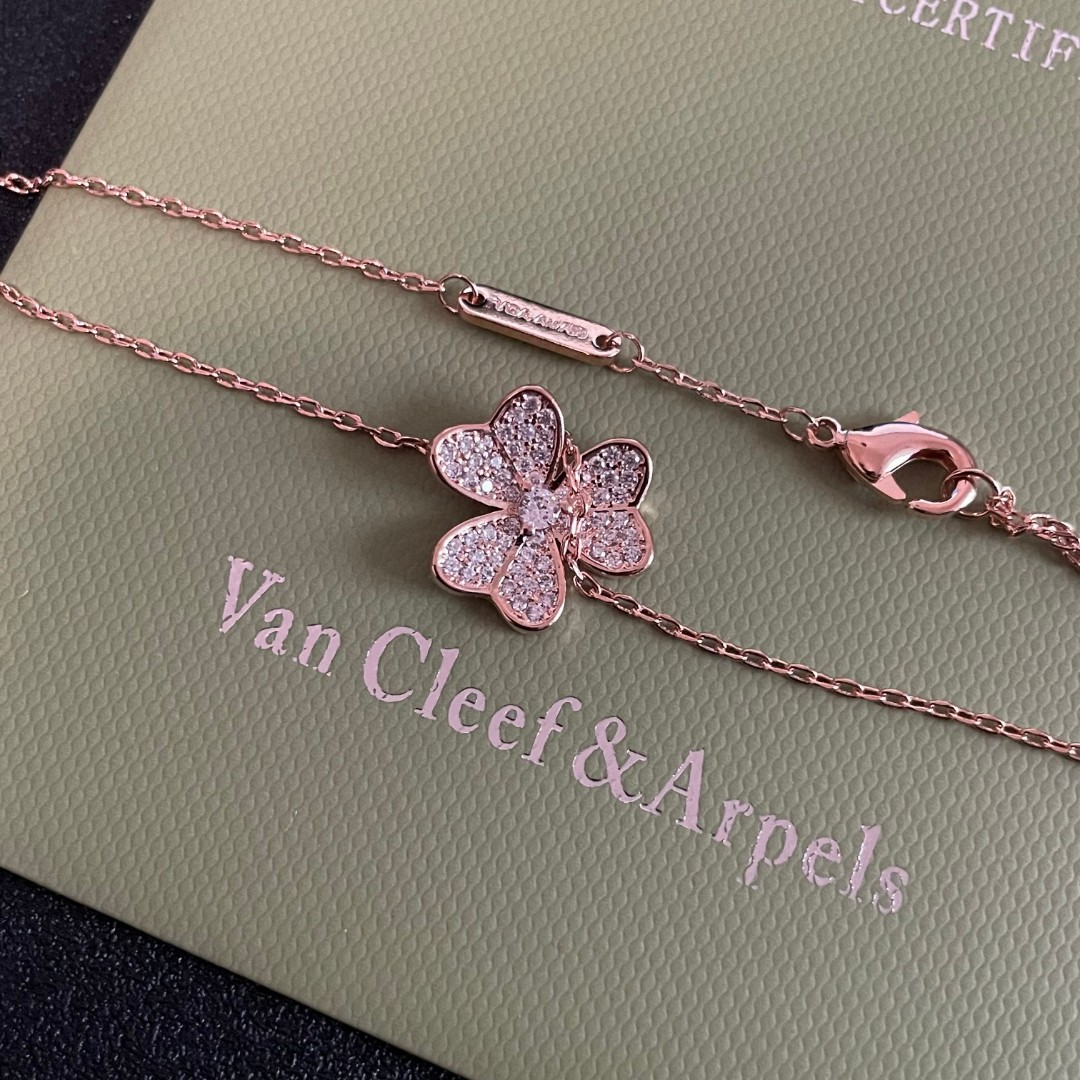 Van Cleef Arpels Frivole necklace Rose gold clear diamond 42cm