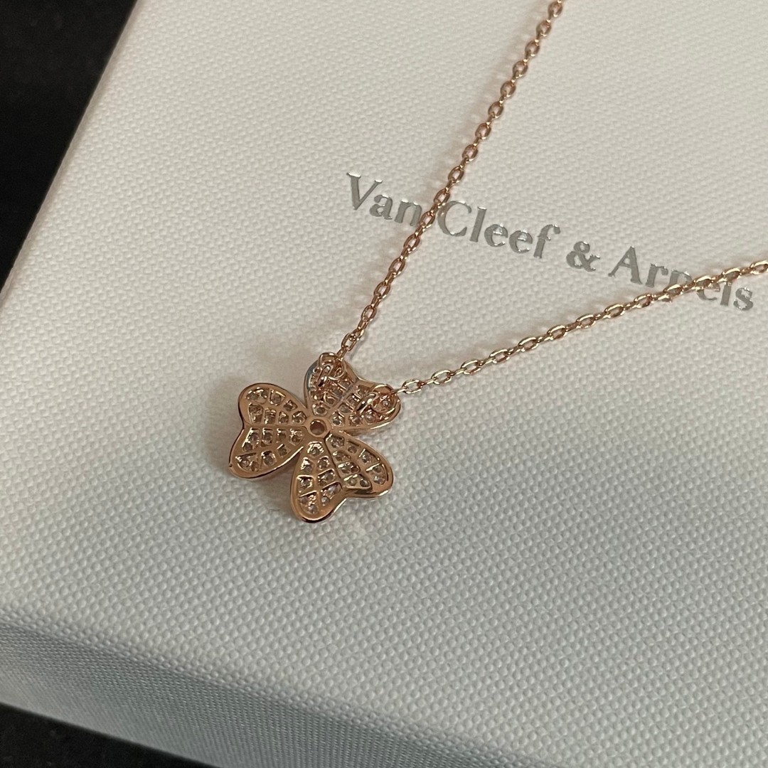 Van Cleef Arpels Frivole necklace Rose gold clear diamond 42cm