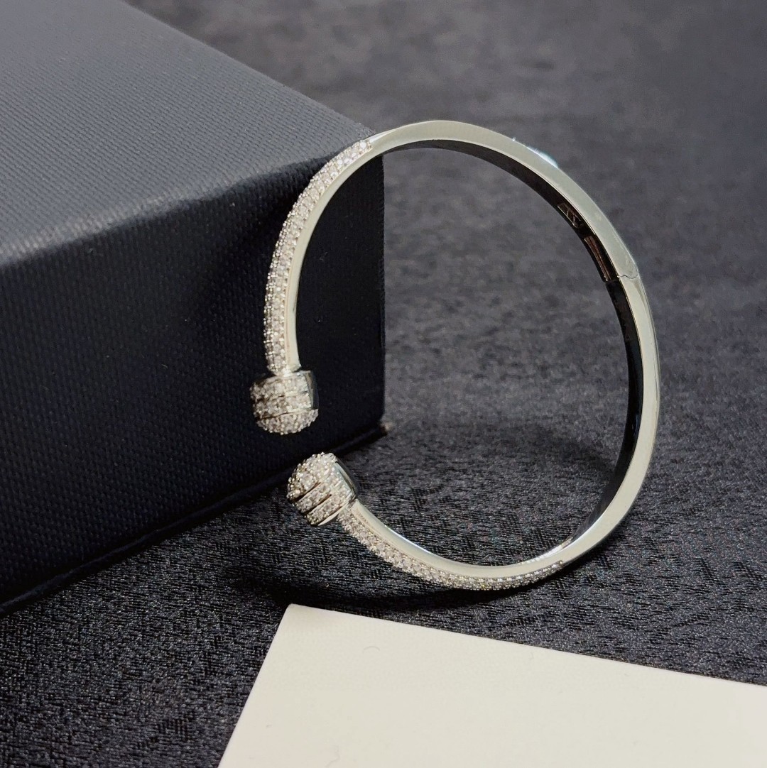 Piaget Possession bracelet silver-toned white gold with full-pave clear diamonds 16cm inner circumference