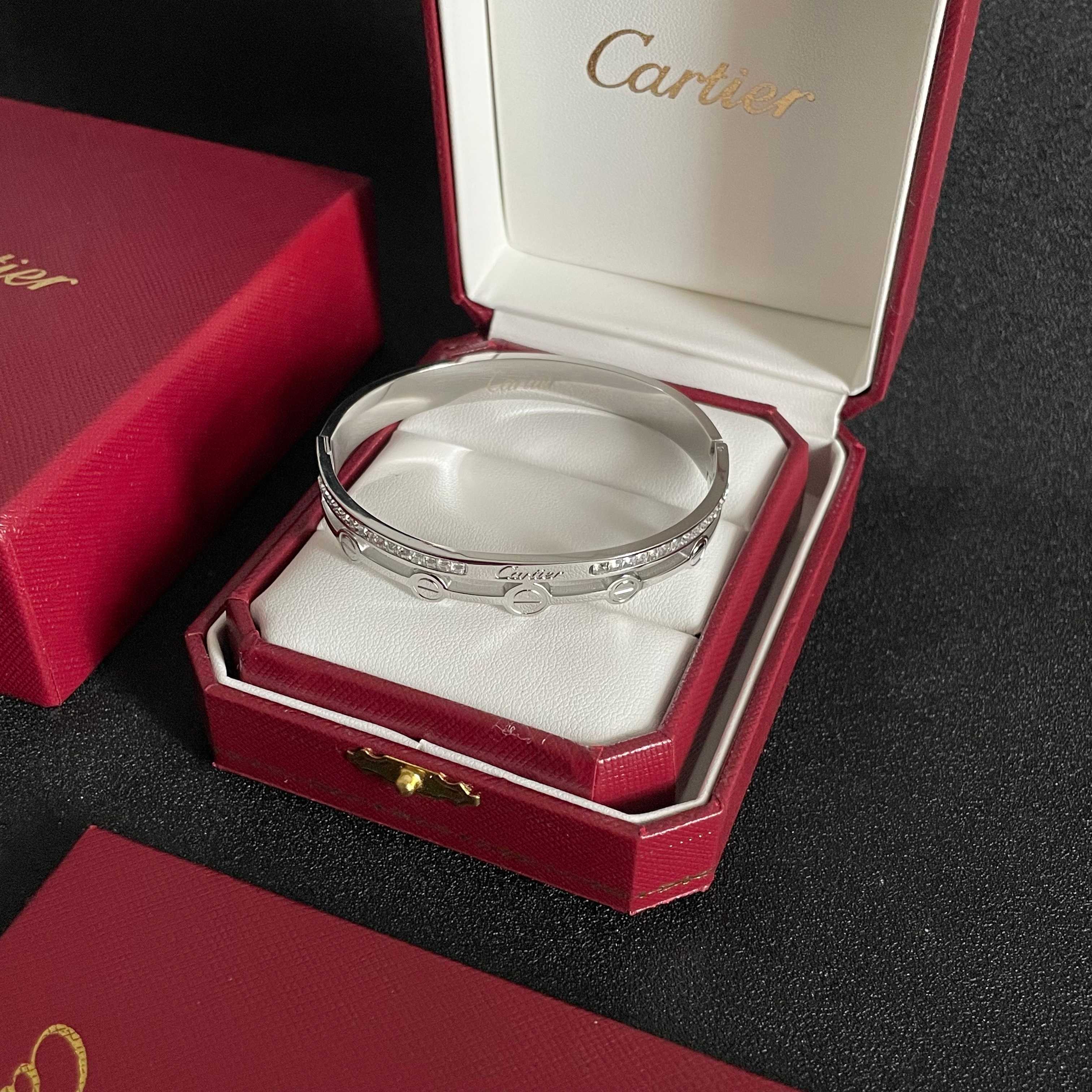 Cartier Love bracelet 18k white gold with clear diamonds 17