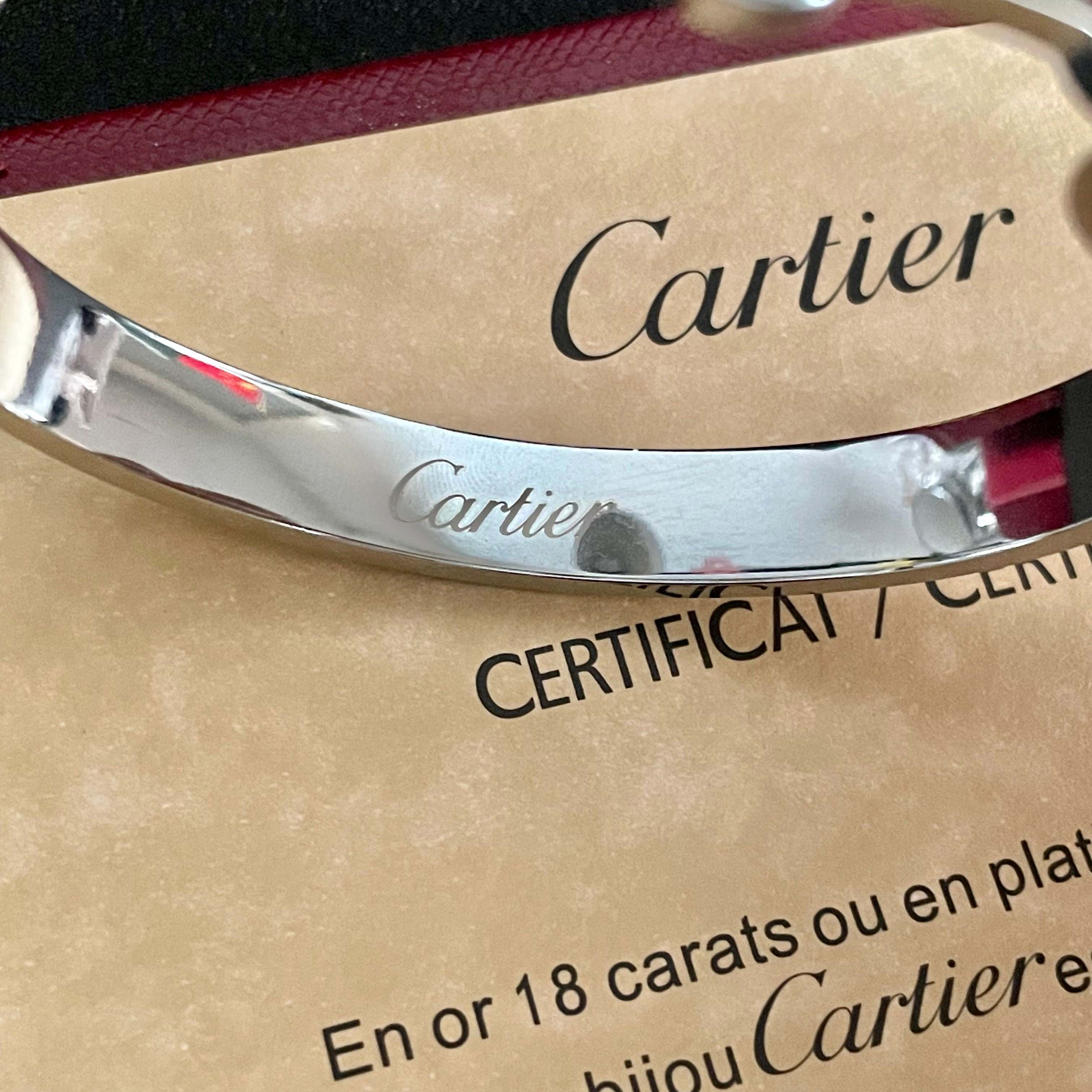 Cartier Love bracelet 18k white gold with clear diamonds 17