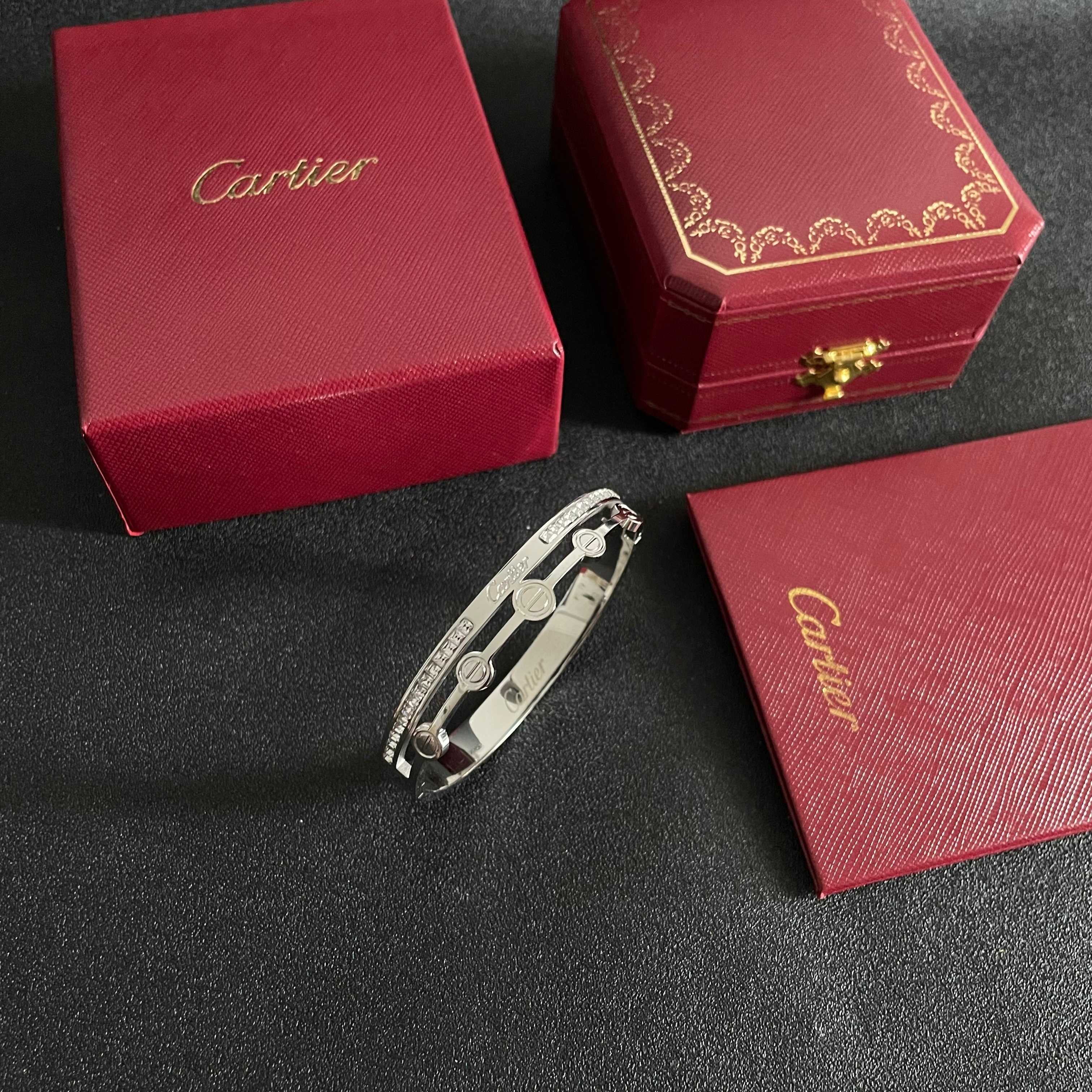 Cartier Love bracelet 18k white gold with clear diamonds 17