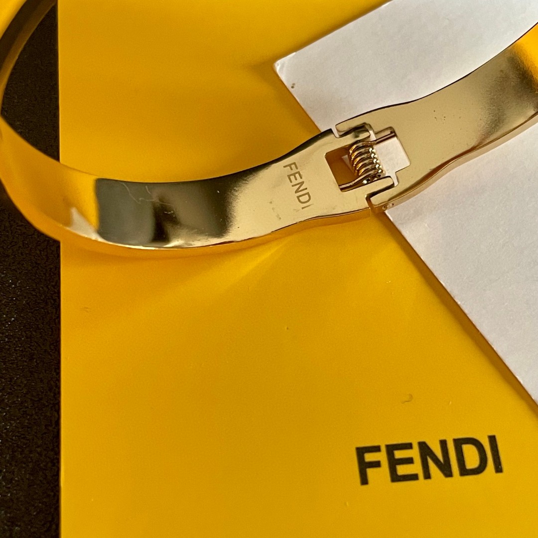Fendi F is Fendi FF Monogram Bangle bracelet gold-tone metal no additional gemstones 17cm inner circumference