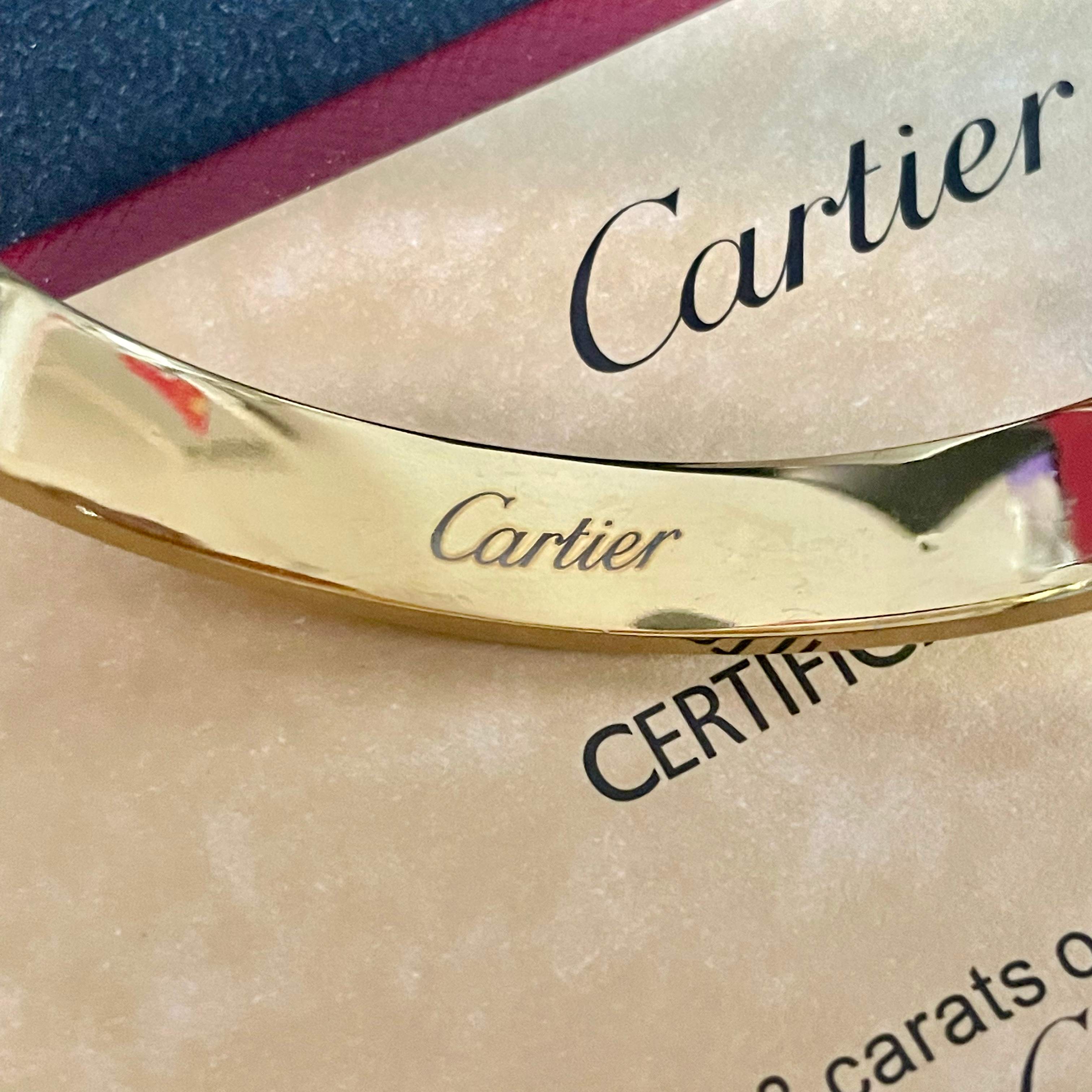 Cartier Logo Signature Bangle bracelet Yellow gold with black enamel 17cm
