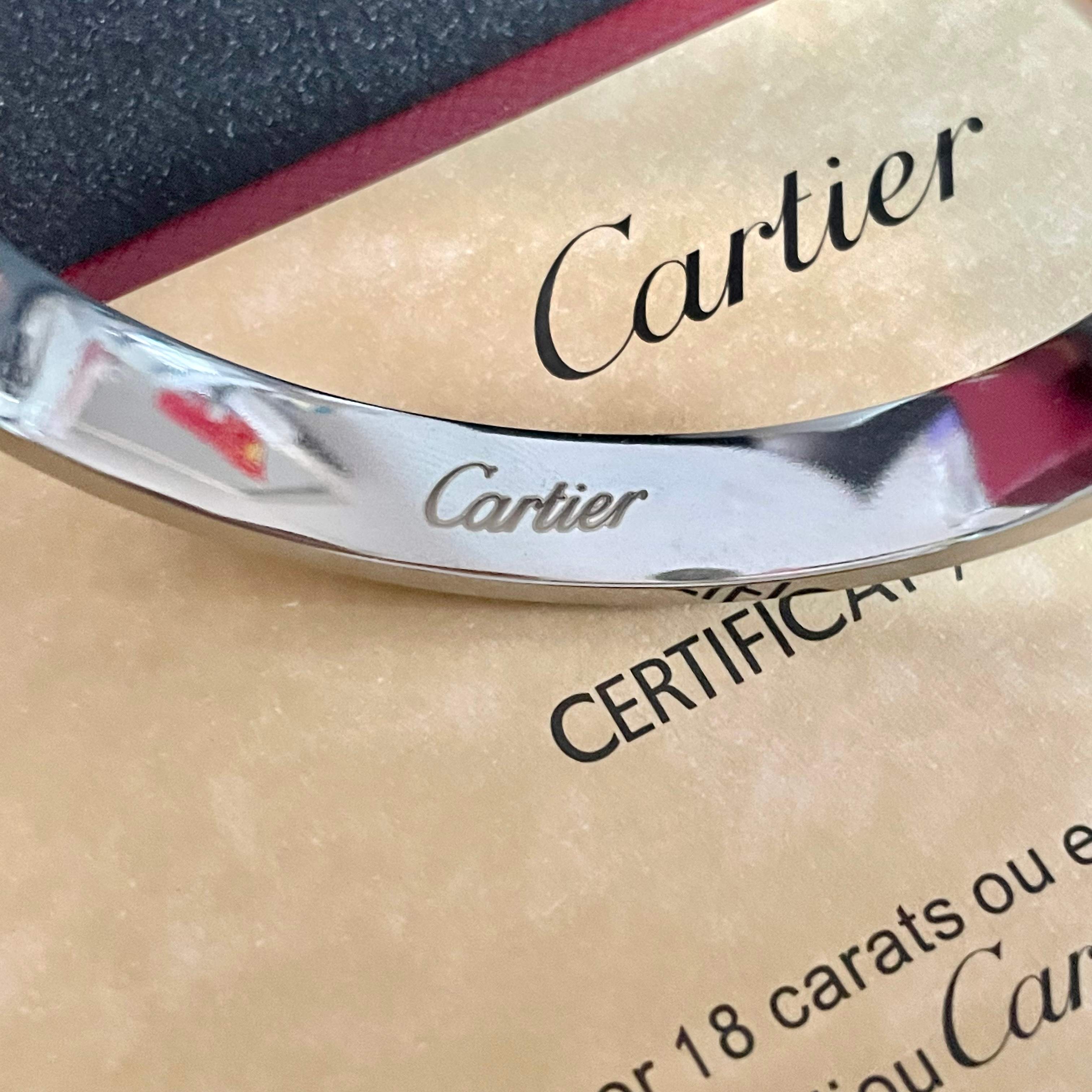 Cartier Logo Studded Bangle bracelet Silver-toned metal with black enamel logo plate 17cm