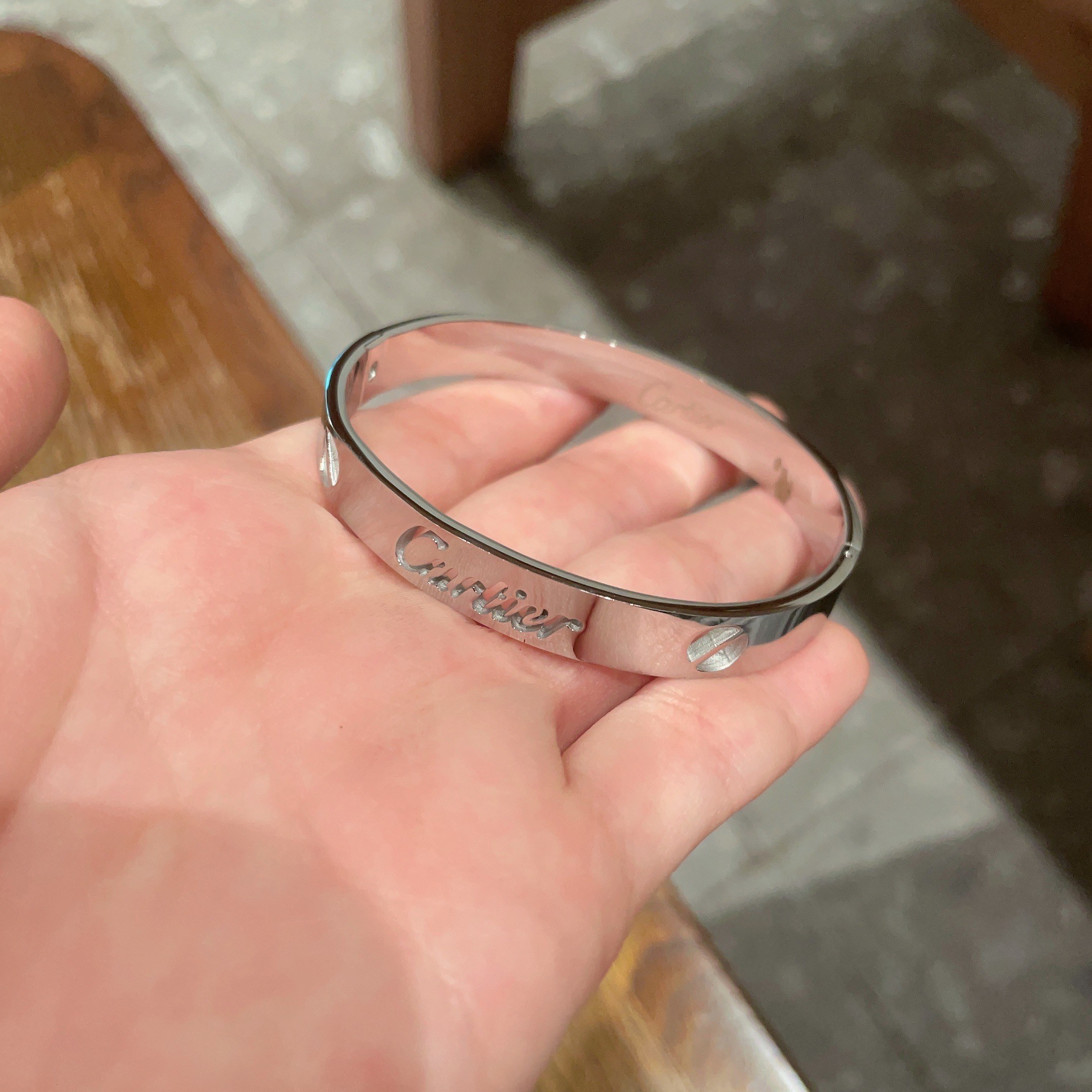 Cartier Signature Logo Cuff Bracelet bracelet Silver-toned metal 17cm