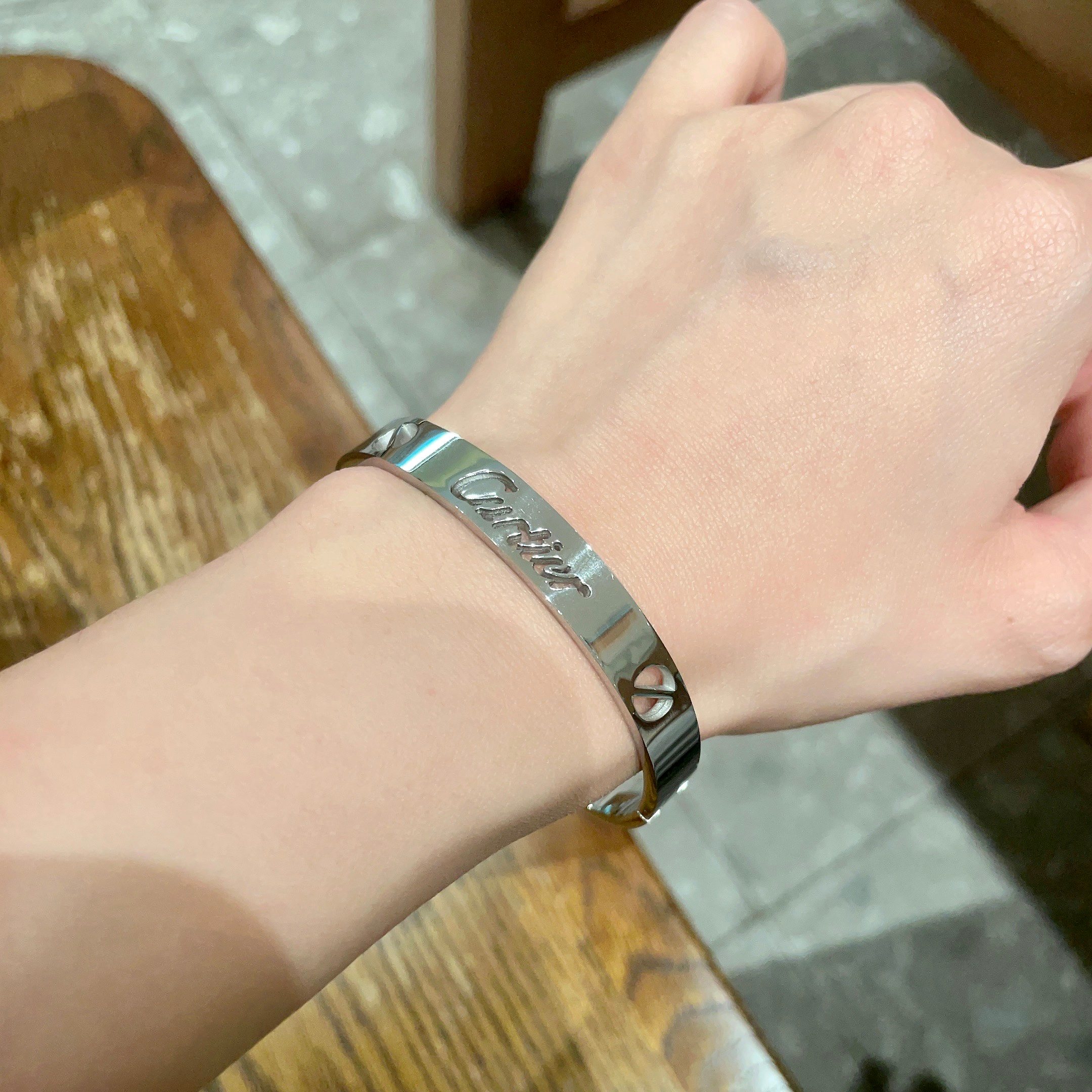 Cartier Signature Logo Cuff Bracelet bracelet Silver-toned metal 17cm
