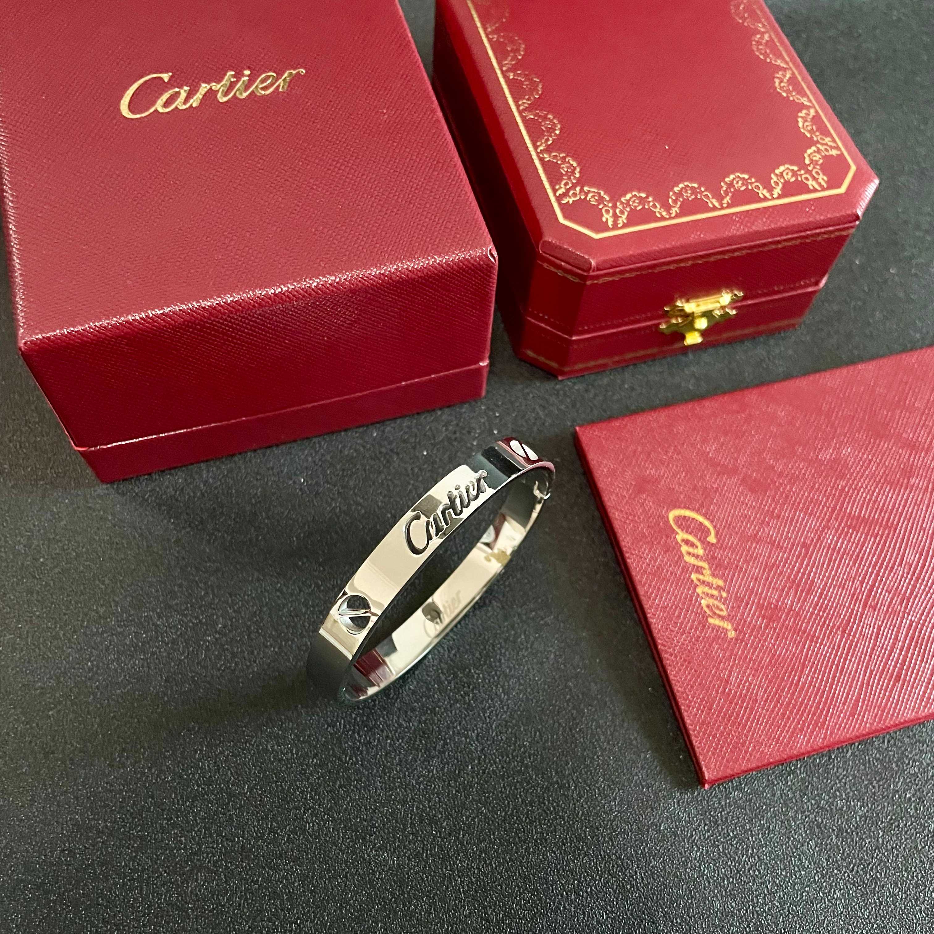 Cartier Signature Logo Cuff Bracelet bracelet Silver-toned metal 17cm
