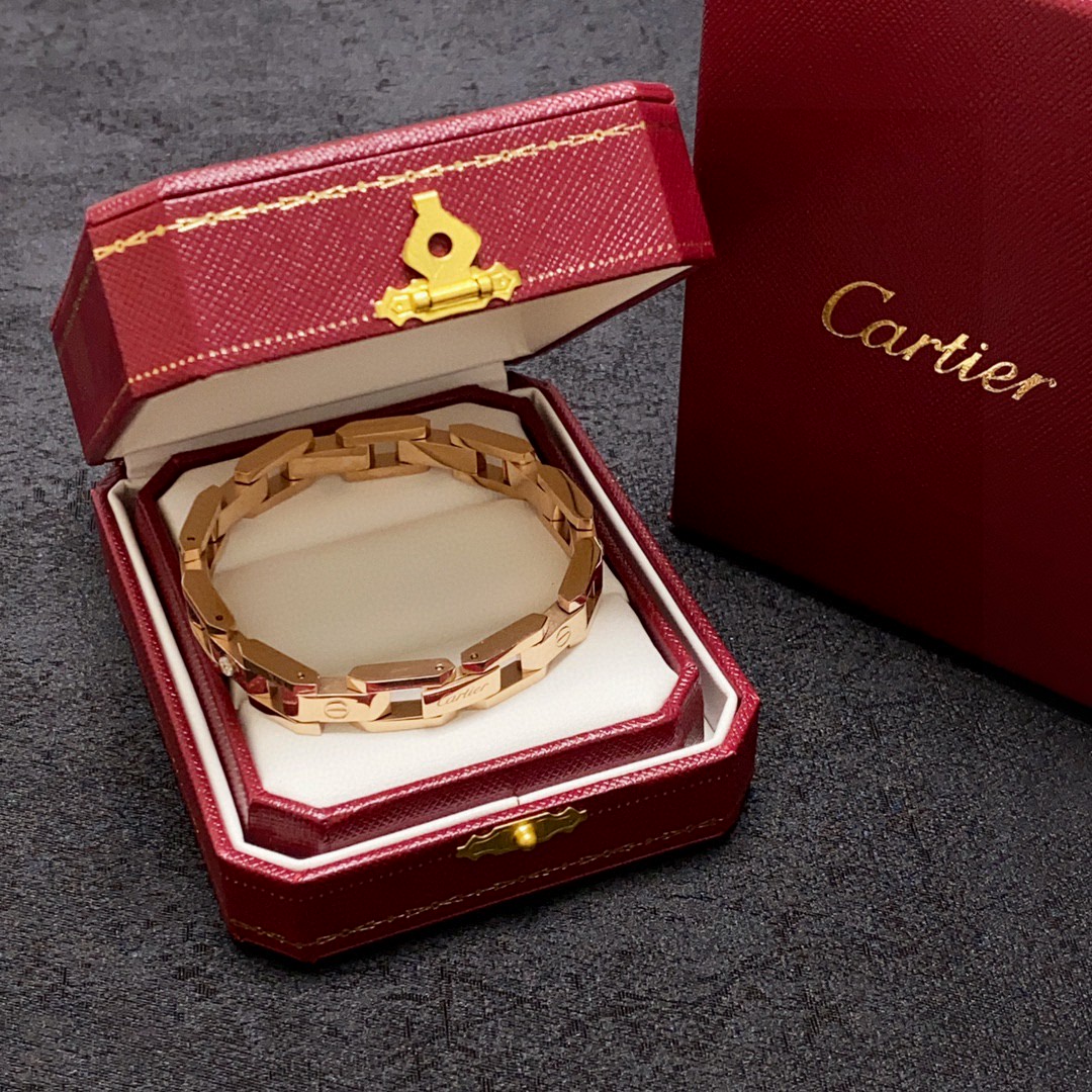 Cartier Santos de Cartier Chain Bracelet bracelet Yellow gold rose gold white gold with clear diamond accents 19CM