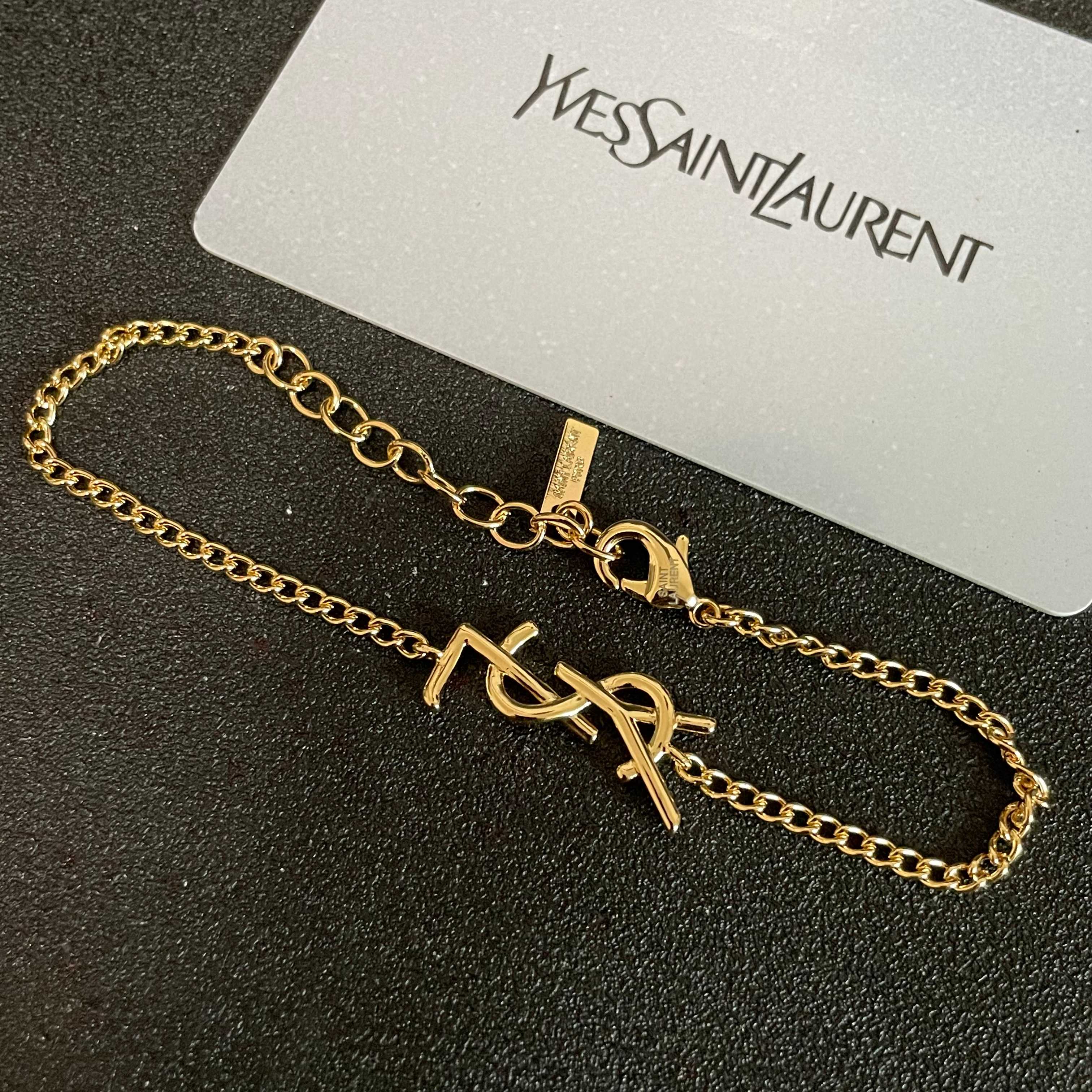 Saint Laurent Cassandre Monogram bracelet gold-tone metal 19cm adjustable