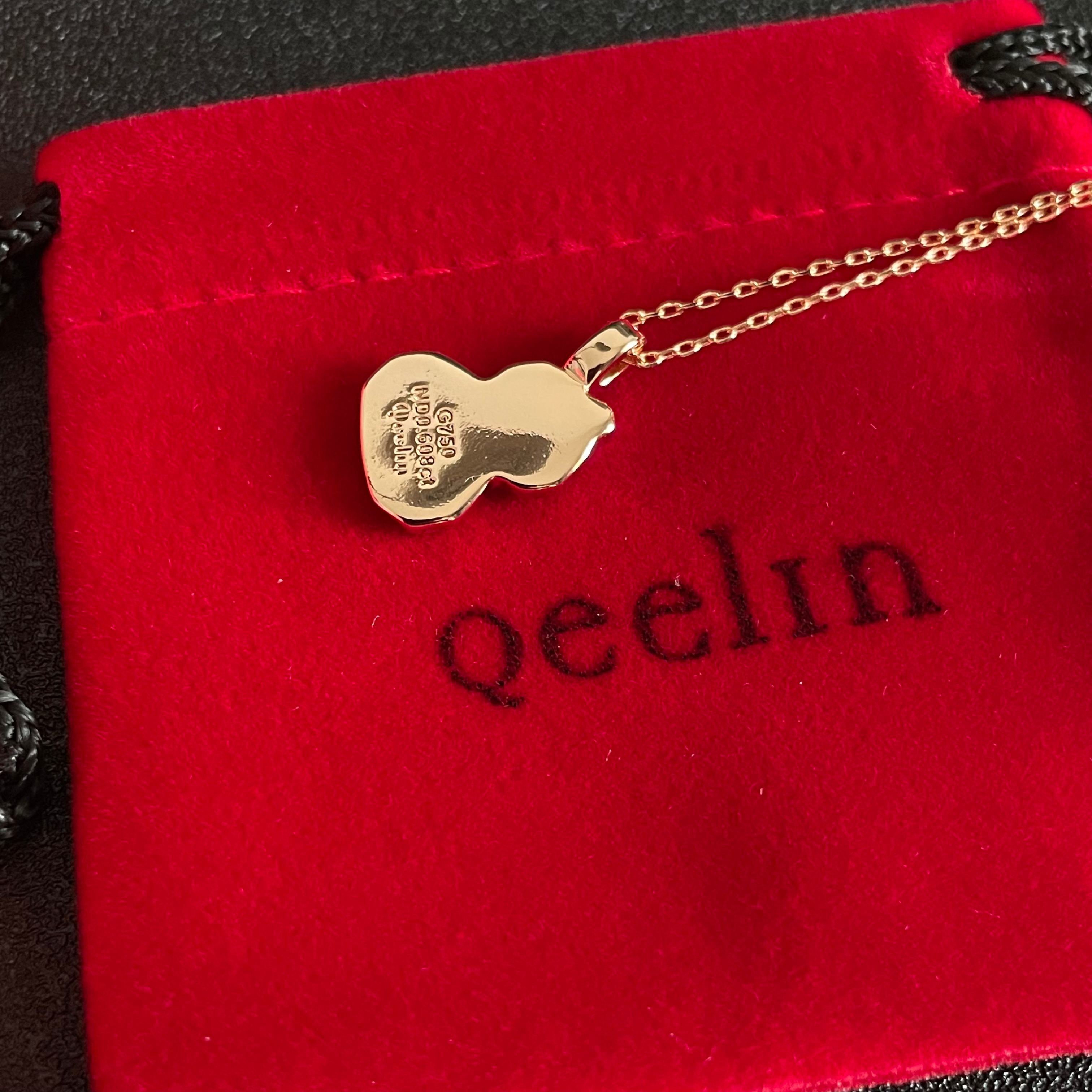 Qeelin Wulu Gourd necklace 18K rose gold clear diamond 42cm