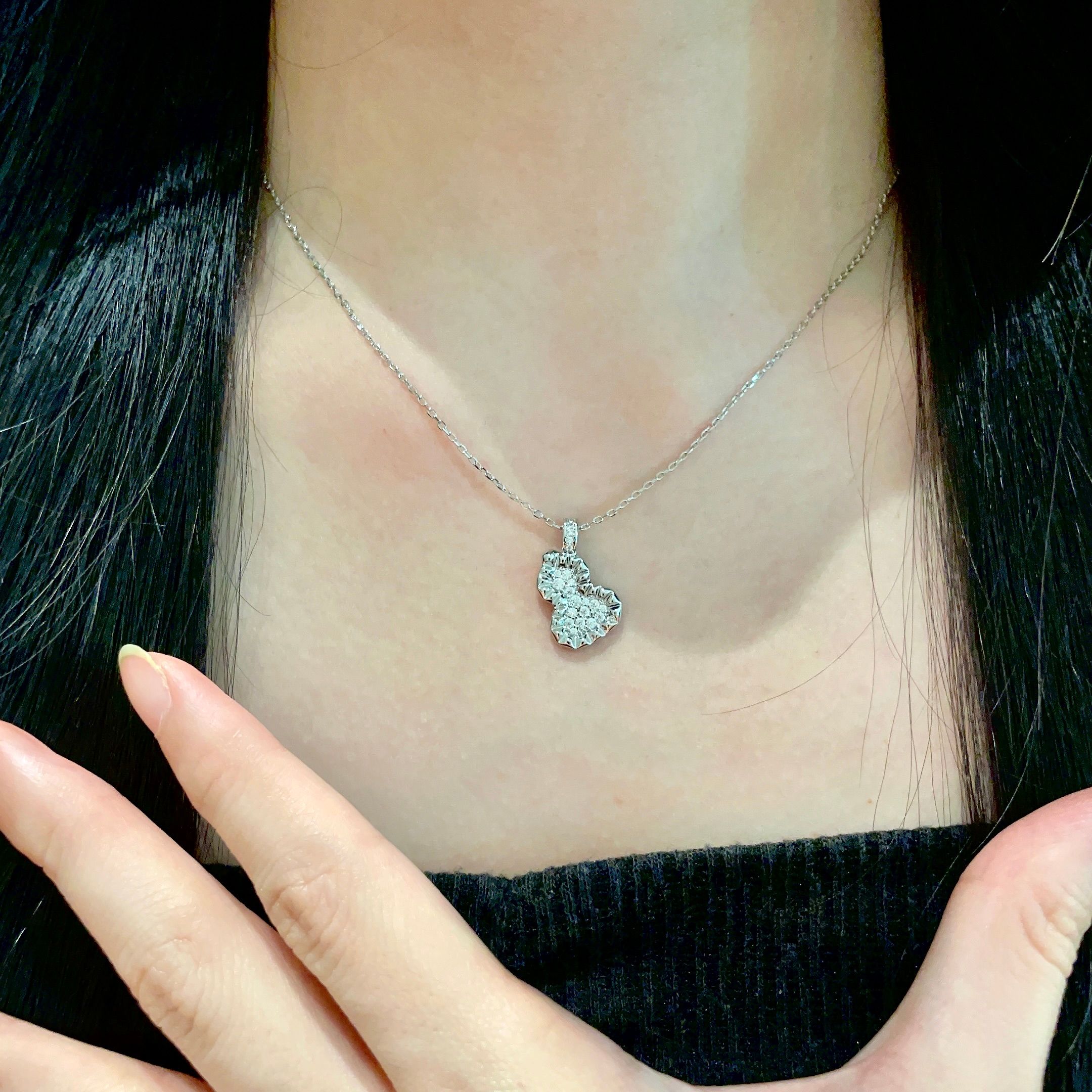 Qeelin Wulu necklace 18K white gold white diamond 42cm