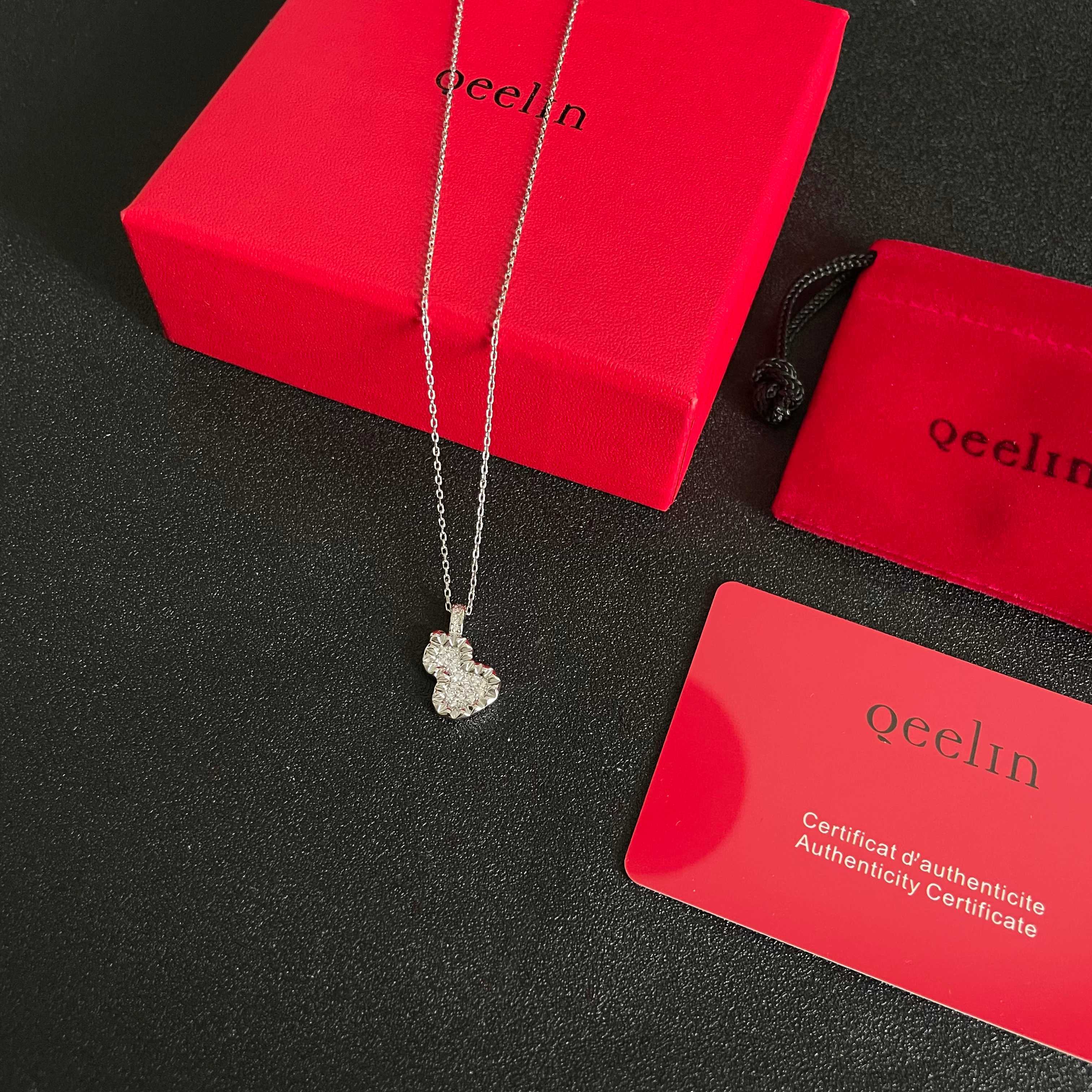 Qeelin Wulu necklace 18K white gold white diamond 42cm