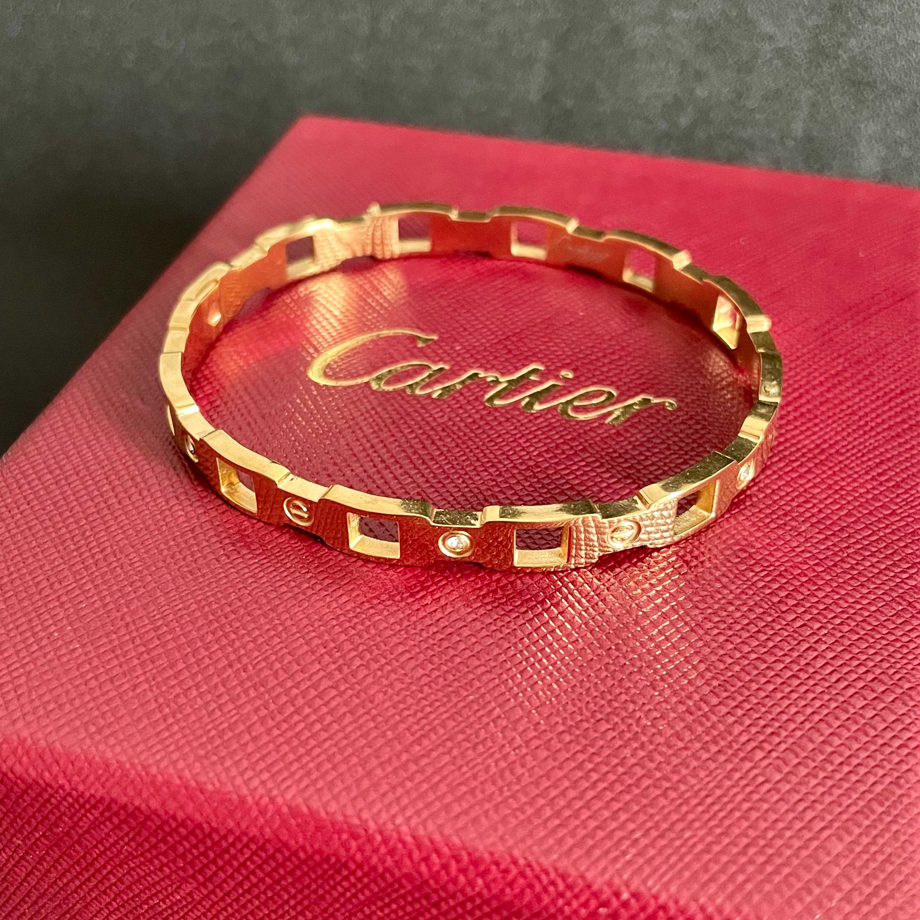 Cartier Maillon de Cartier bracelet 18k yellow gold clear diamond accents 17cm