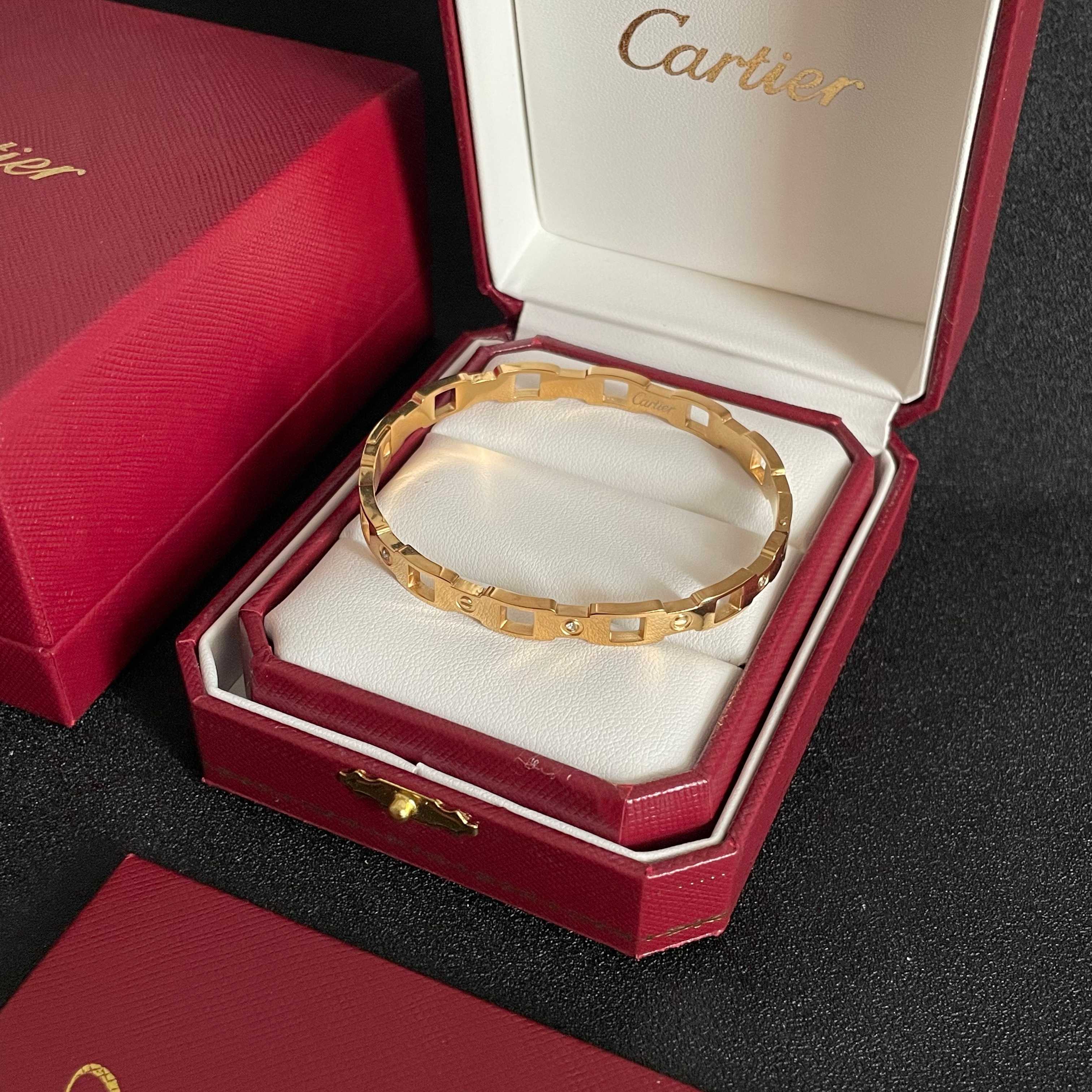 Cartier Maillon de Cartier bracelet 18k yellow gold clear diamond accents 17cm