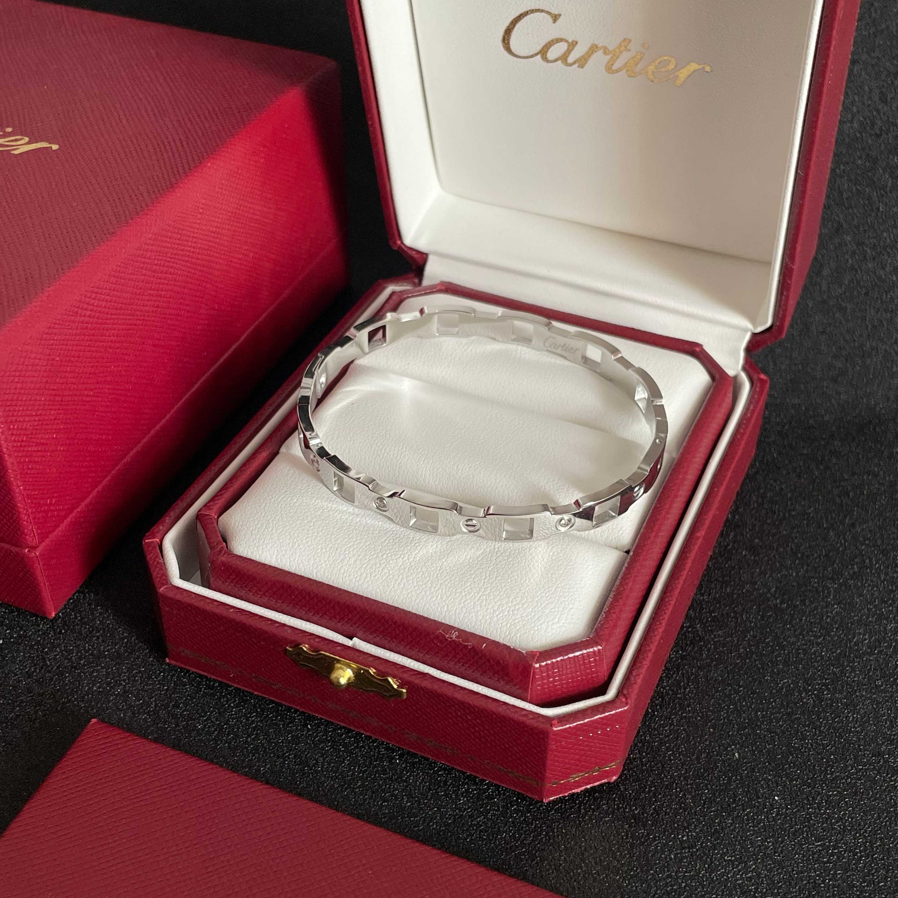 Cartier Maillon Panthere bracelet Silver-toned 18k white gold clear diamond accents 18cm