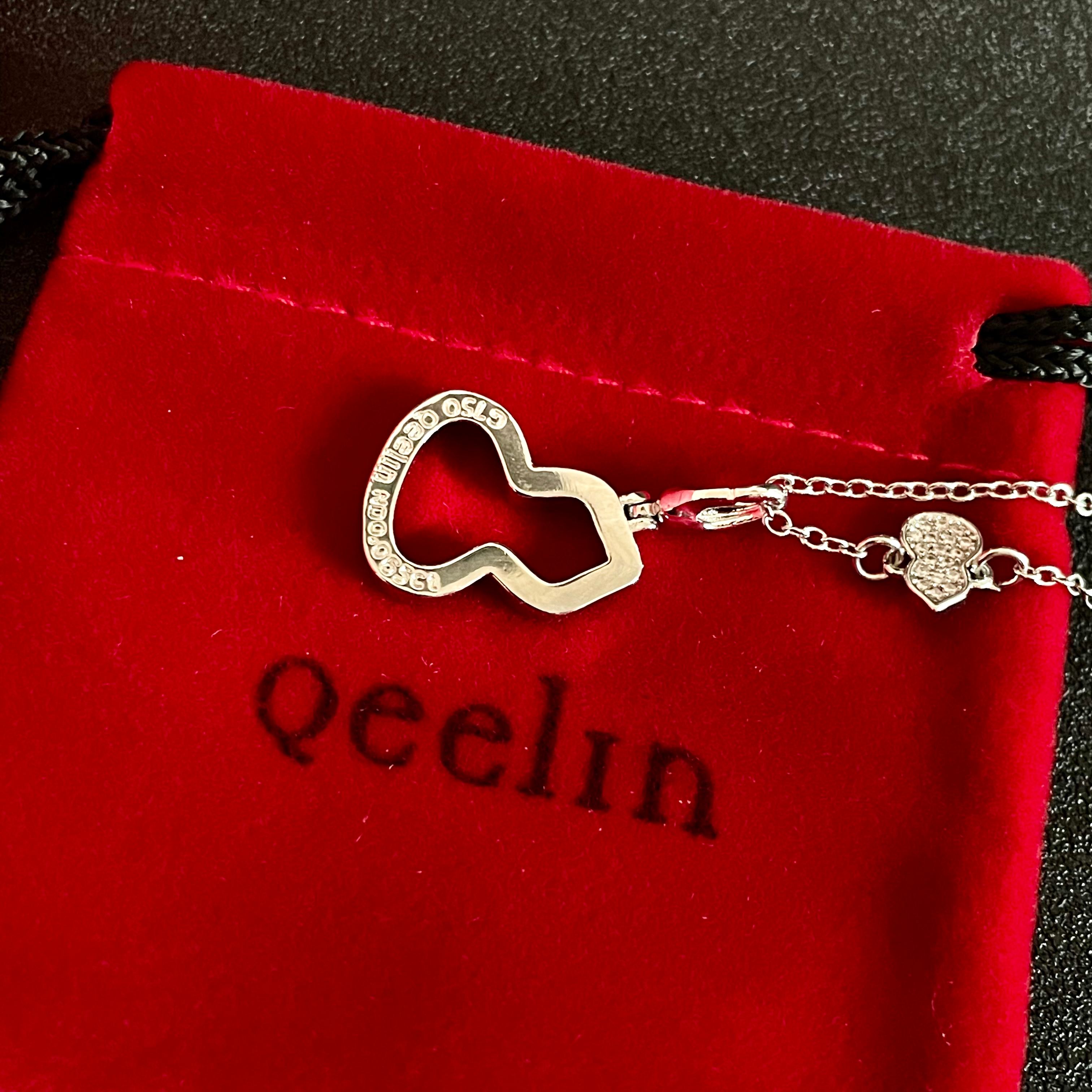 Qeelin Wulu necklace silver-toned white gold with clear diamond accents 40-45cm adjustable