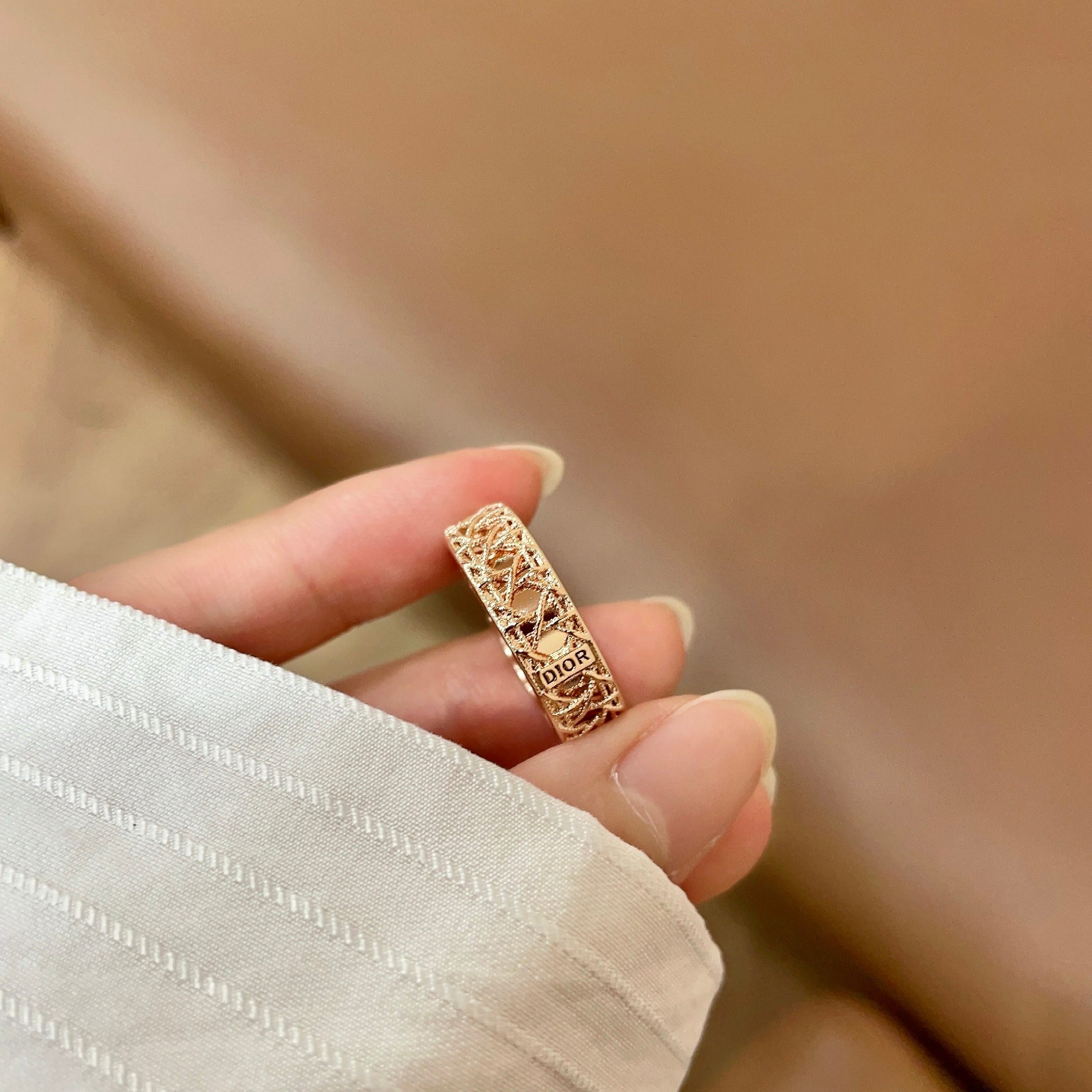 Dior DiorDior CD Cannage Open Ring ring rose gold metal no gemstones adjustable open band fits US sizes 6-8