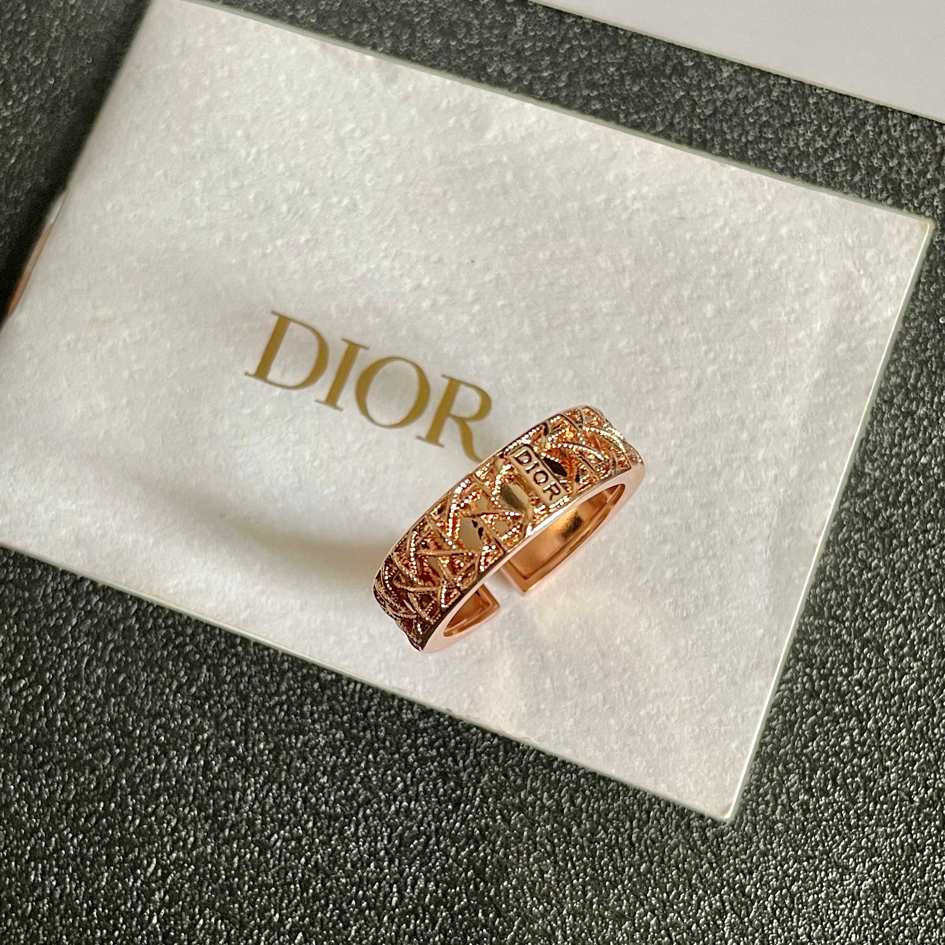 Dior DiorDior CD Cannage Open Ring ring rose gold metal no gemstones adjustable open band fits US sizes 6-8