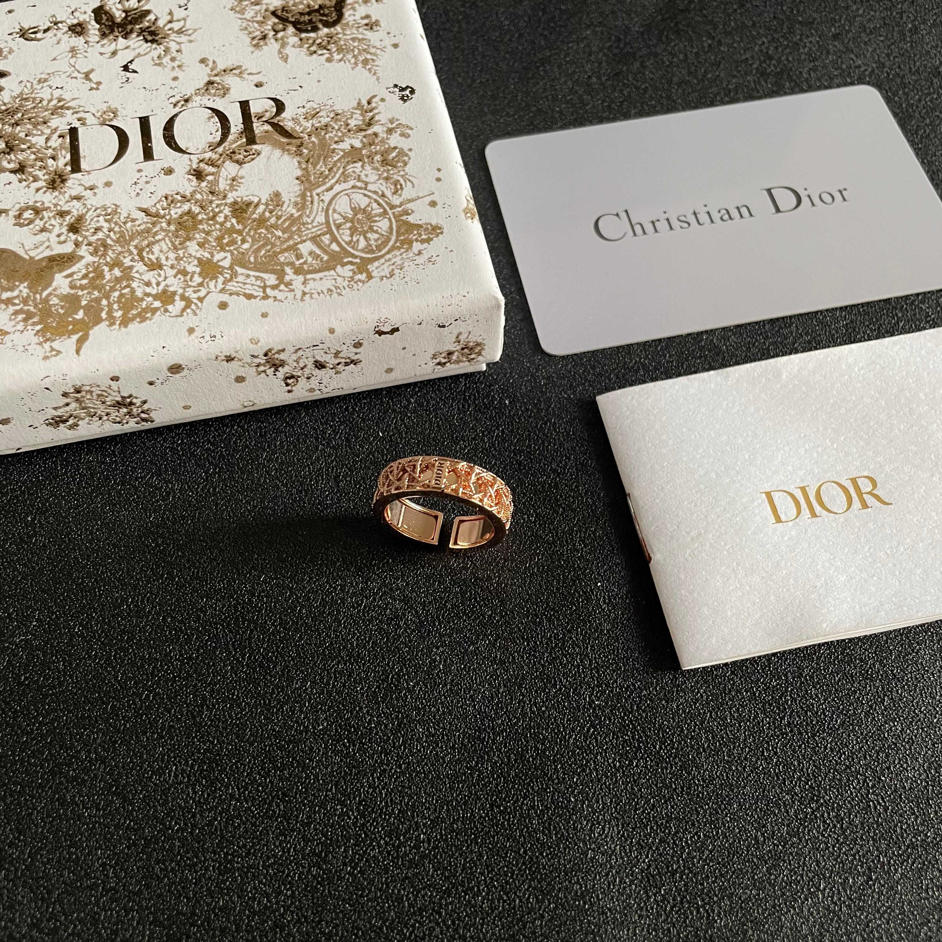 Dior DiorDior CD Cannage Open Ring ring rose gold metal no gemstones adjustable open band fits US sizes 6-8