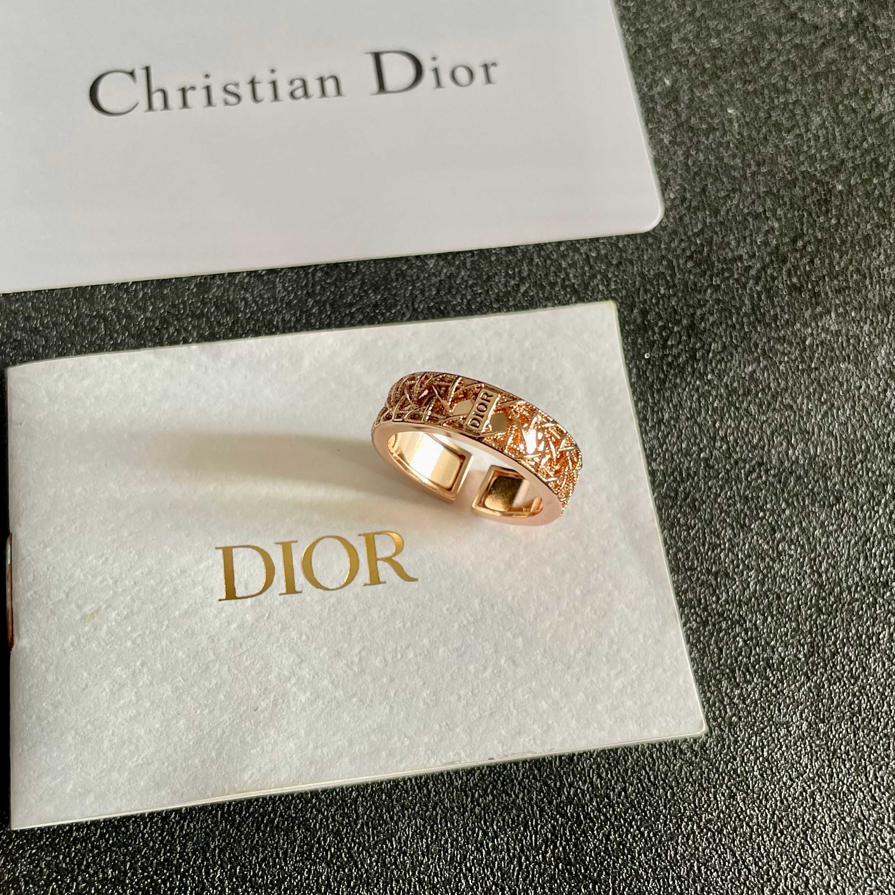 Dior DiorDior CD Cannage Open Ring ring rose gold metal no gemstones adjustable open band fits US sizes 6-8