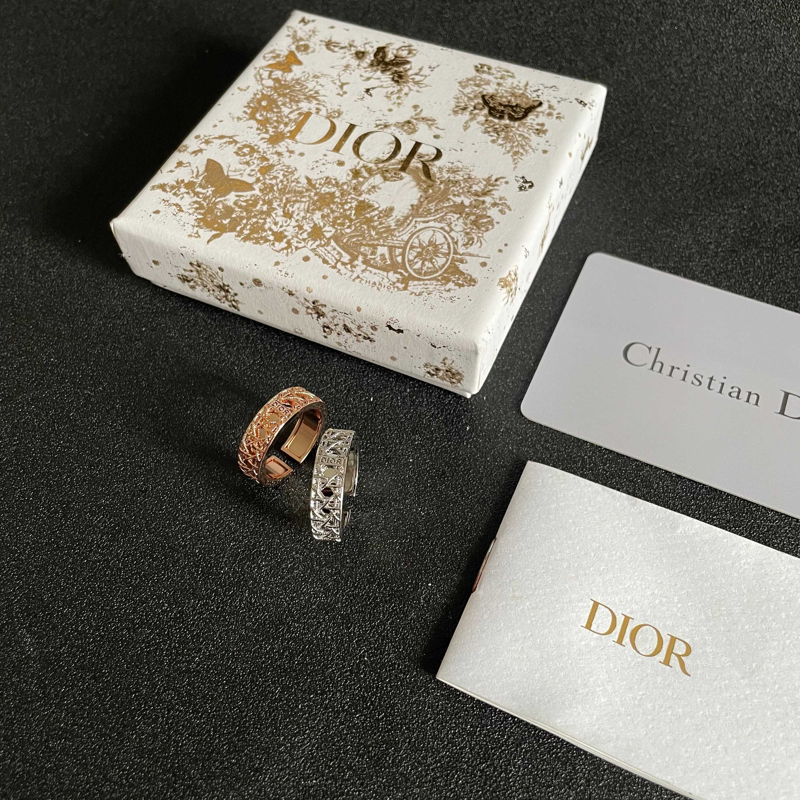 Dior CD Cannage Open Ring ring silver-toned metal with antiqued dark detailing adjustable open band