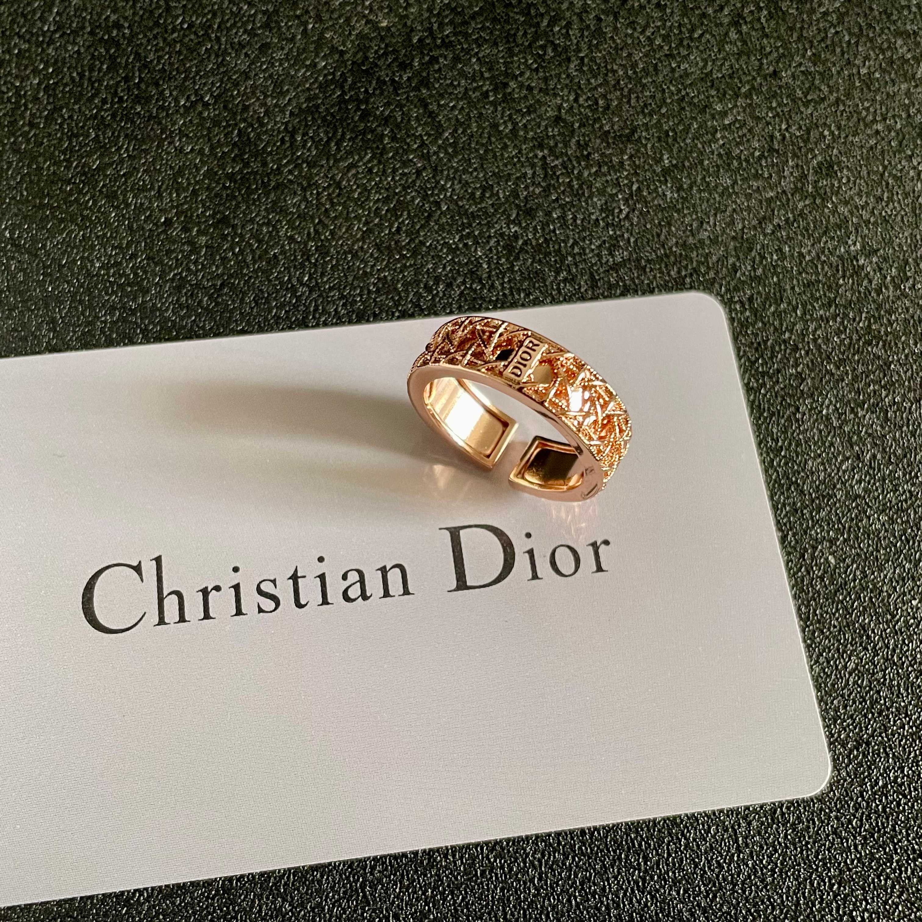 Dior DiorDior CD Cannage Open Ring ring rose gold metal no gemstones adjustable open band fits US sizes 6-8