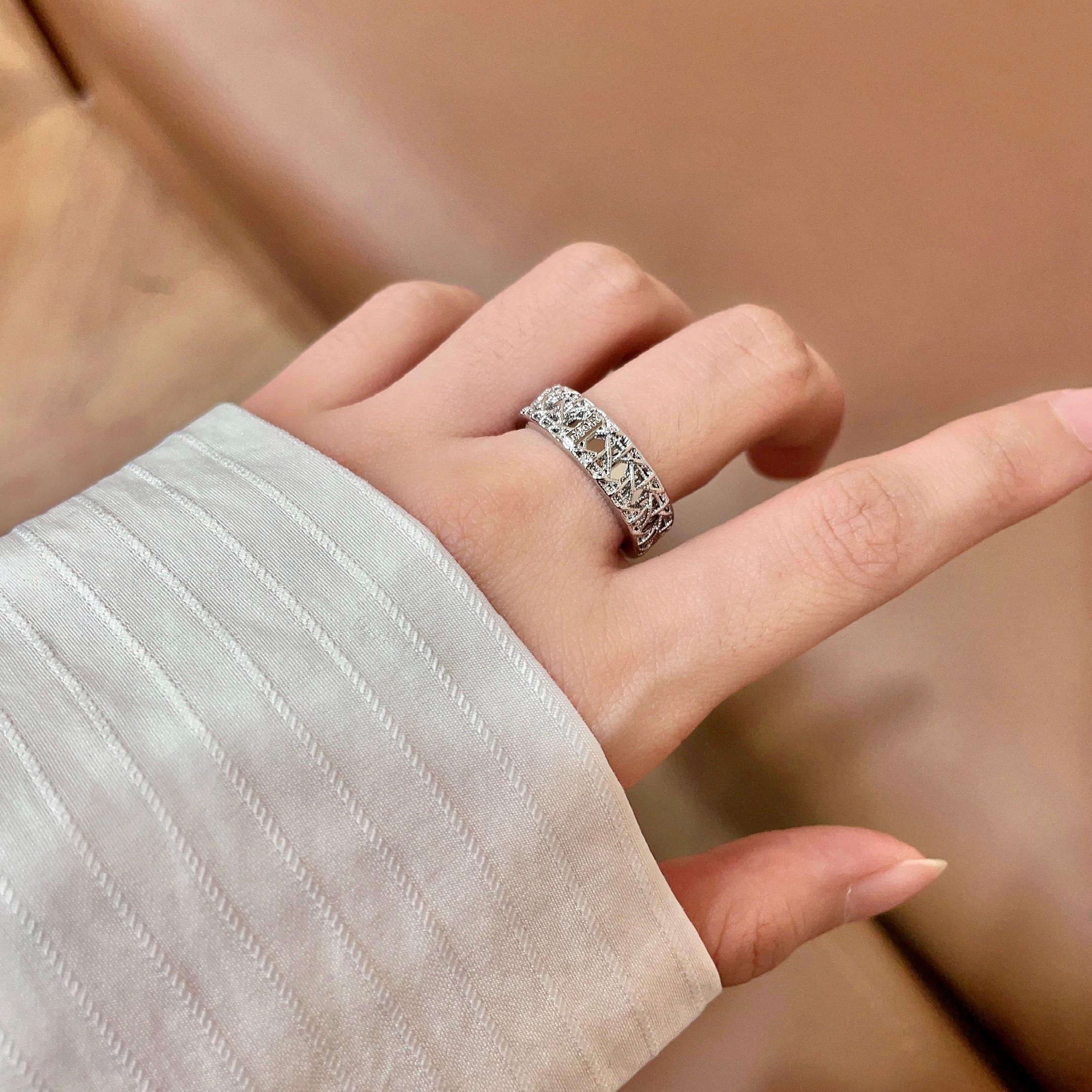 Dior CD Cannage Open Ring ring silver-toned metal with antiqued dark detailing adjustable open band