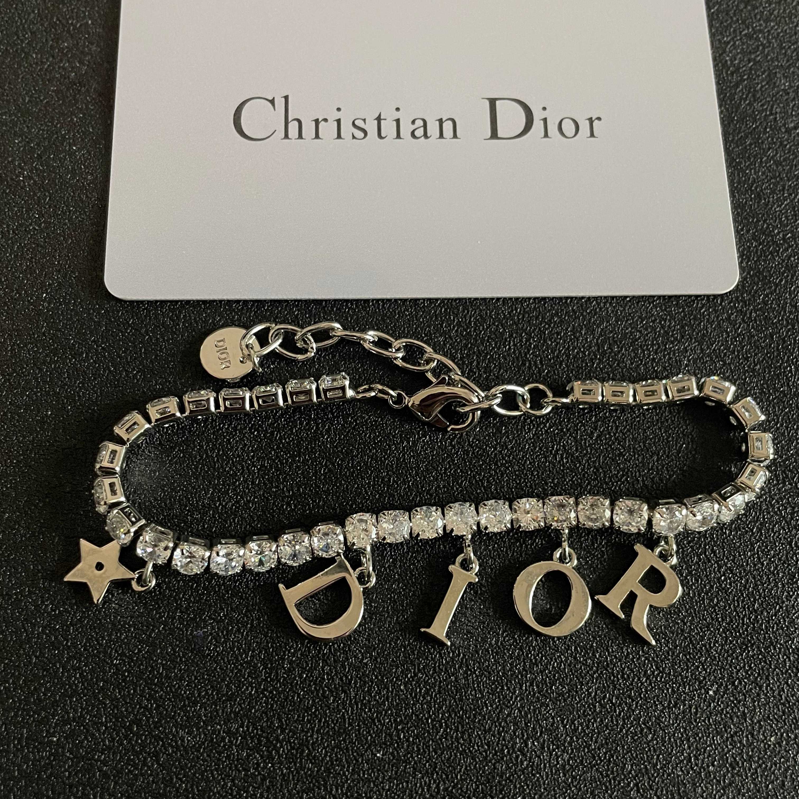 Dior Dio r evolution Crystal Letter Charm bracelet silver-toned metal with clear faceted crystals 16cm with 3cm extender