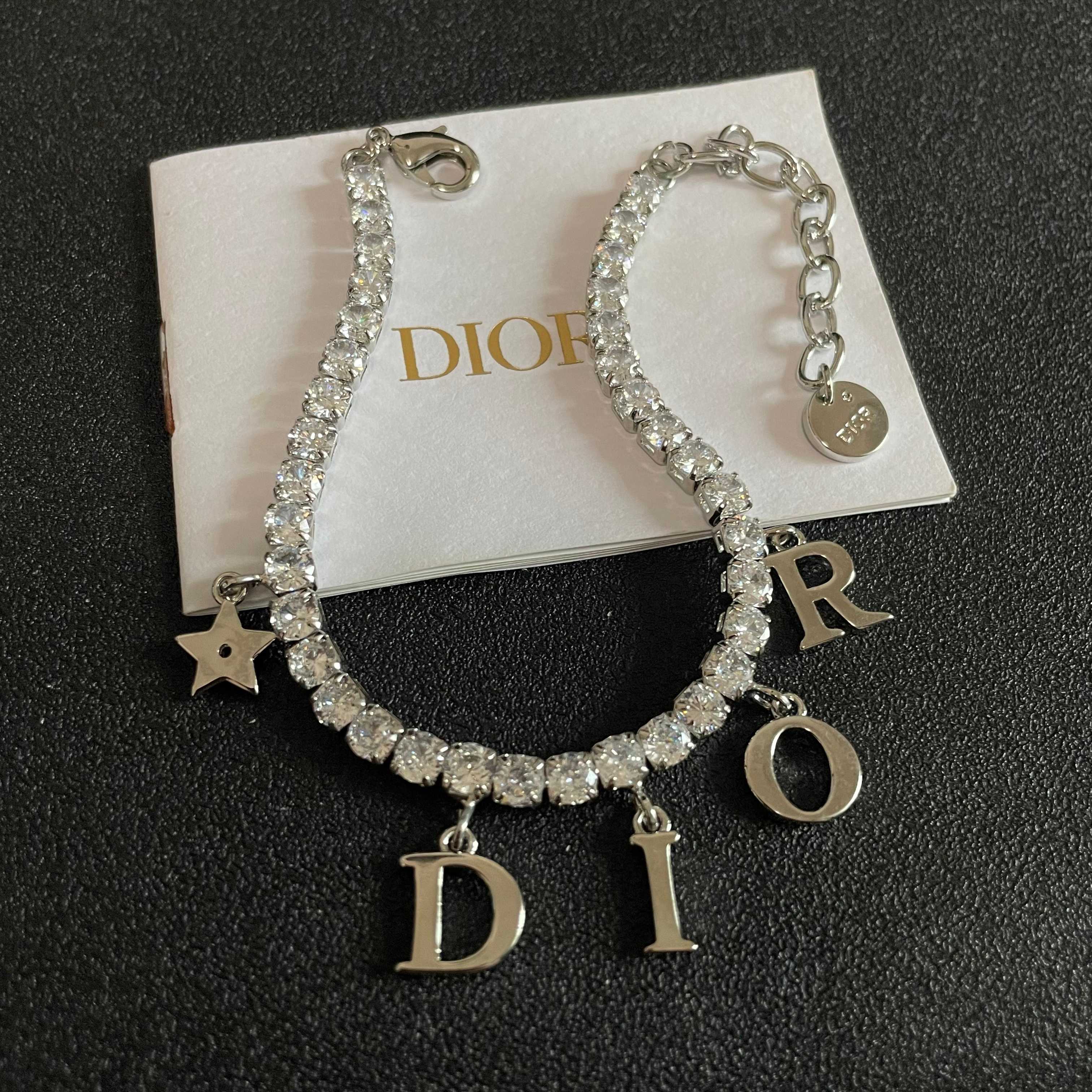 Dior Dio r evolution Crystal Letter Charm bracelet silver-toned metal with clear faceted crystals 16cm with 3cm extender