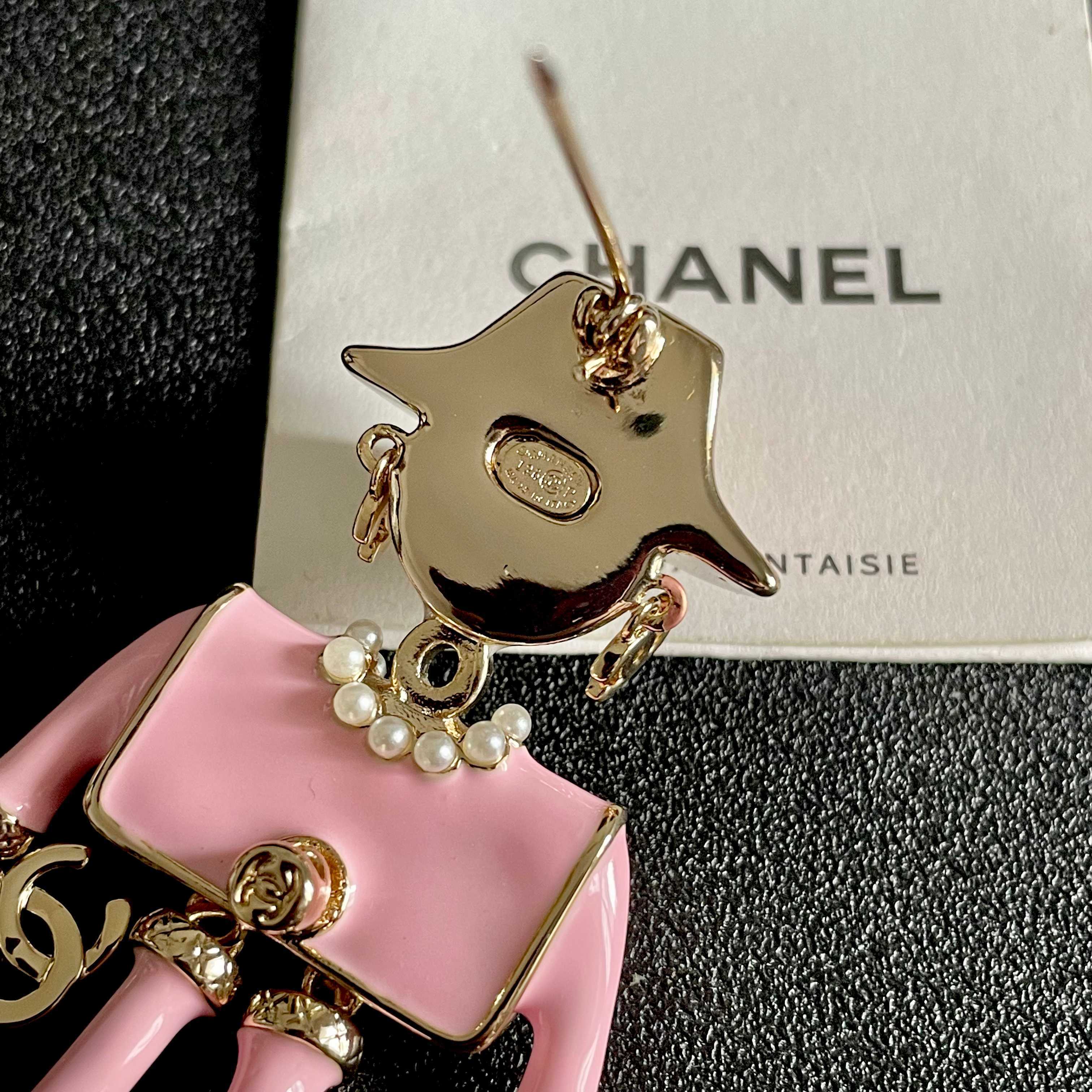 Chanel Coco Doll Brooch brooch gold-tone metal pink enamel white faux pearl black enamel clear crystal 4 5cm