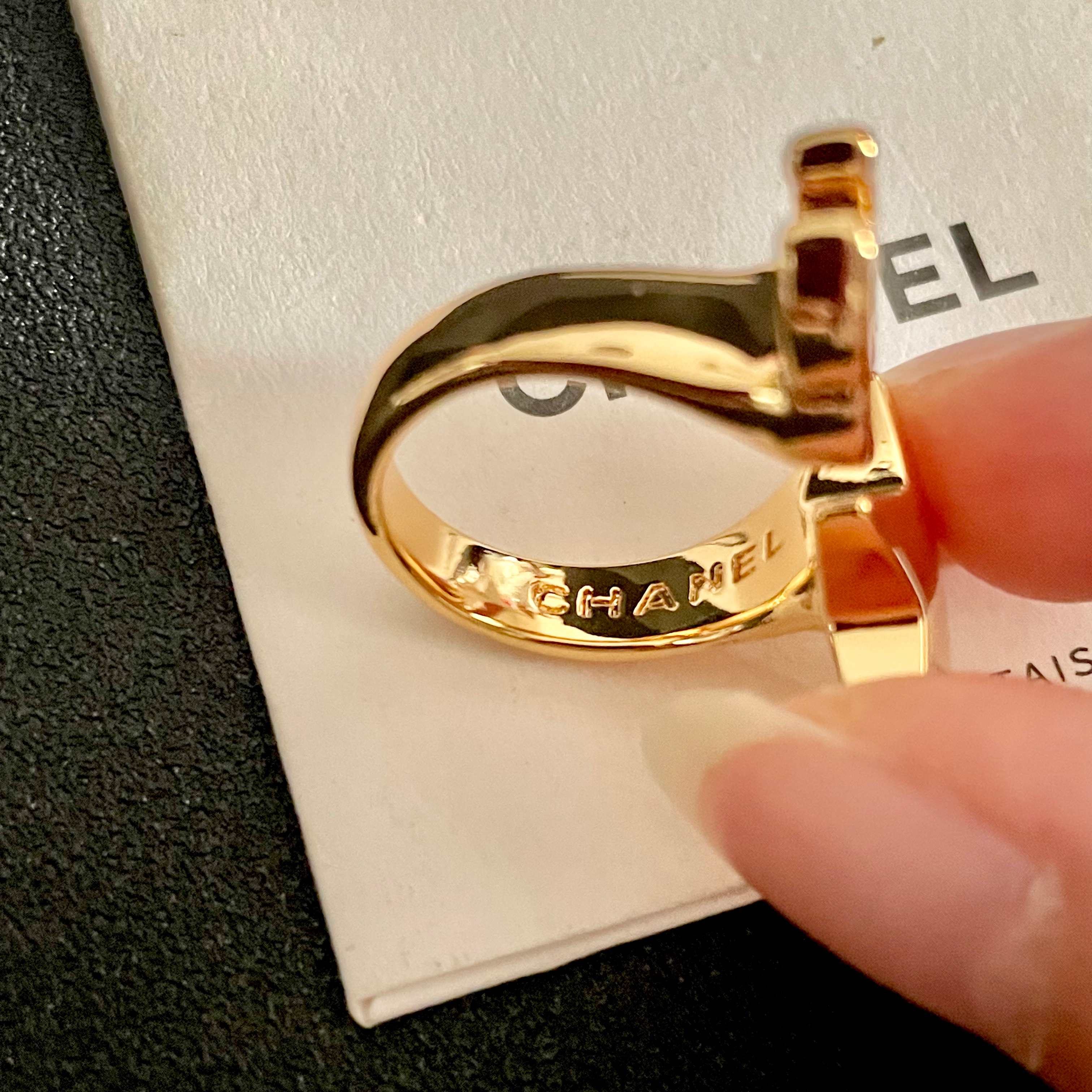Chanel CC Star Open Ring ring Gold-tone metal no accent stones US 7