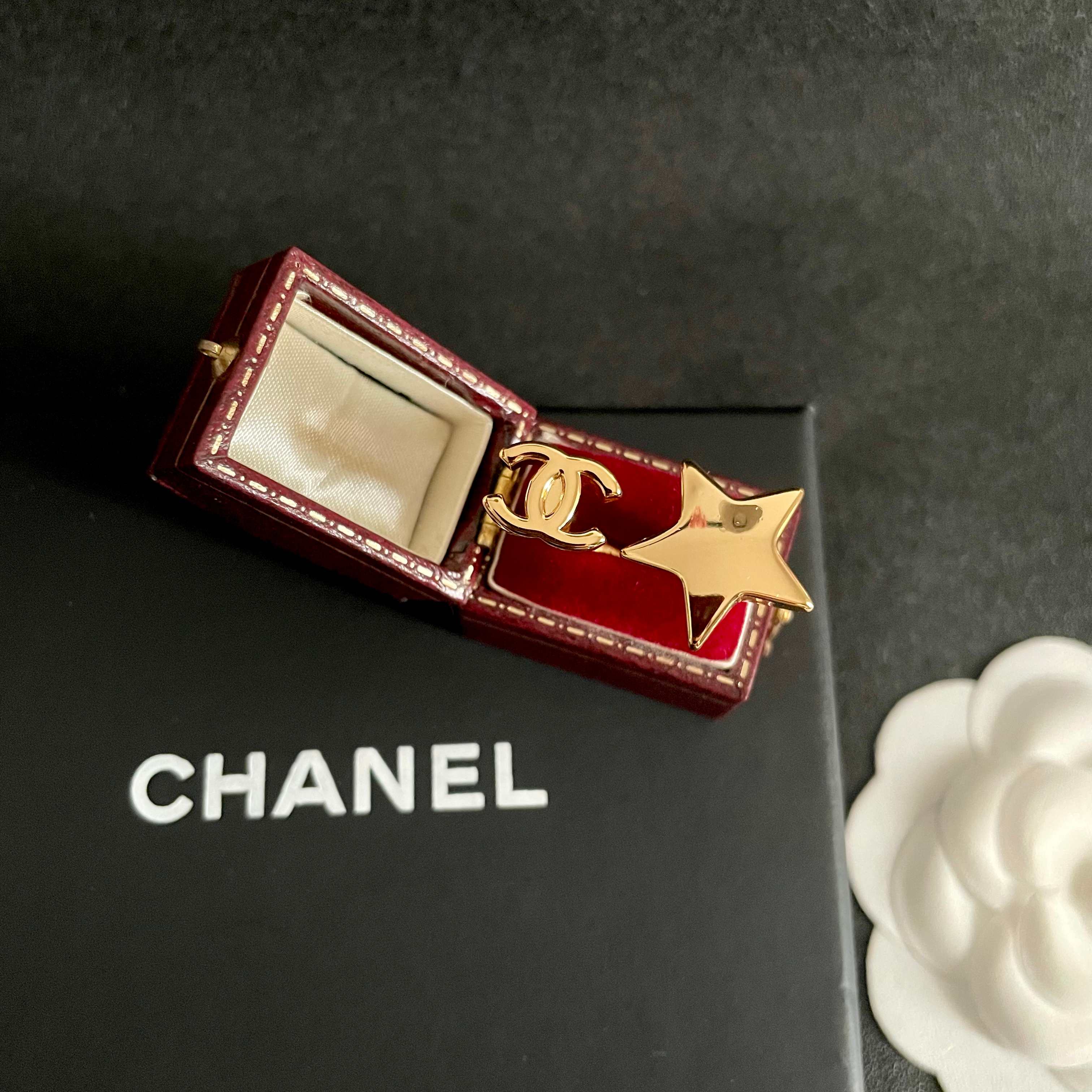 Chanel CC Star Open Ring ring Gold-tone metal no accent stones US 7