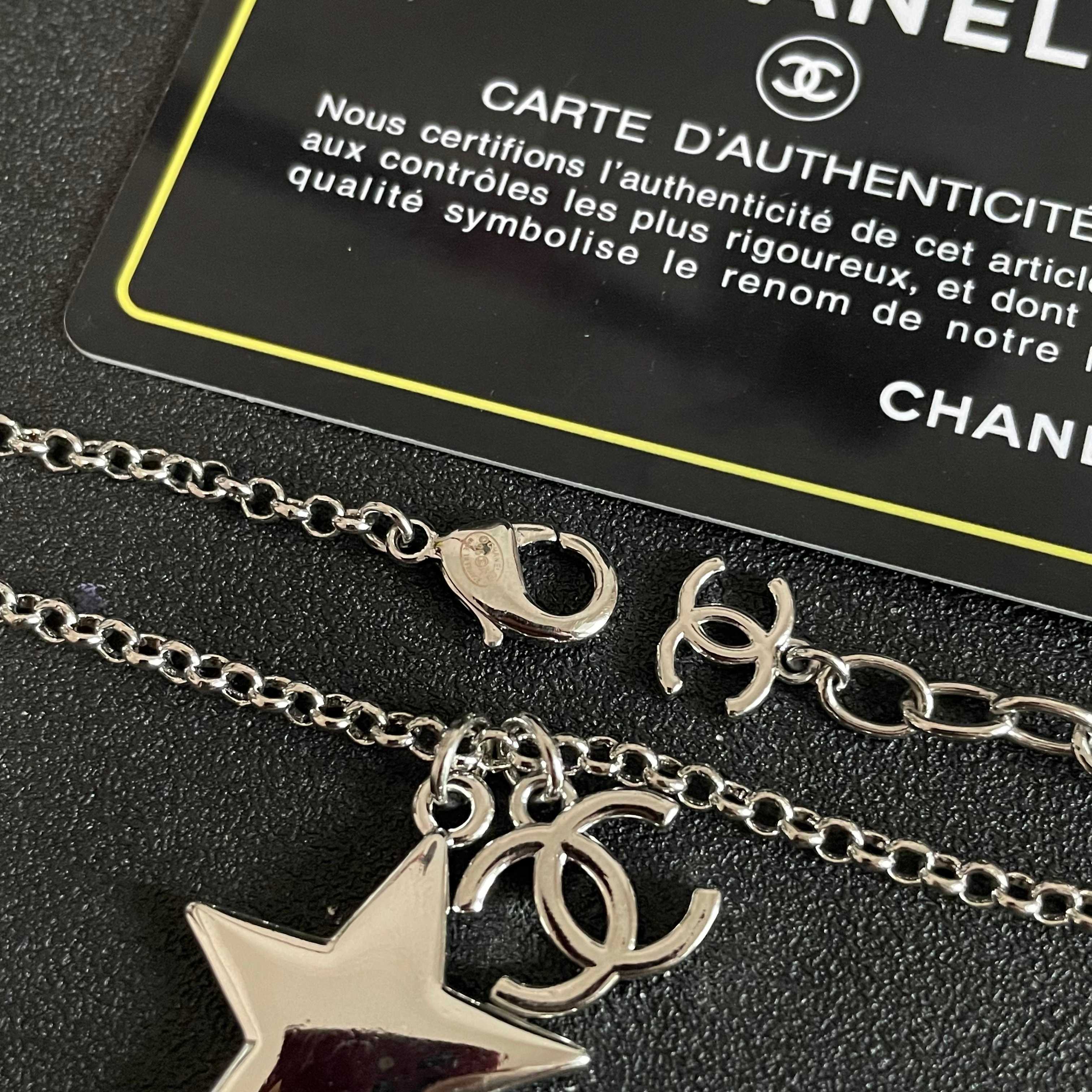Chanel CC Star Pendant Necklace necklace silver tone metal 42cm