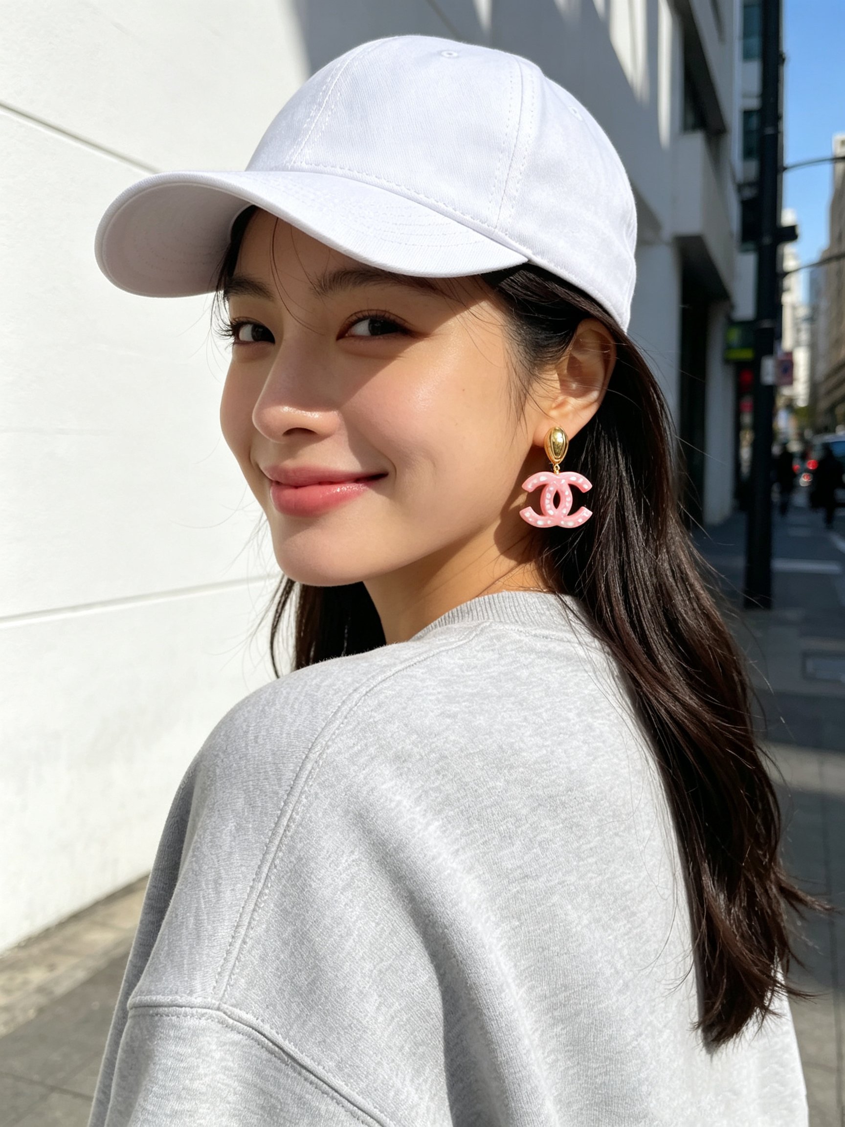 Chanel CC Drop Earrings earrings Gold-tone metal with pink resin and white polka dot accents One Size