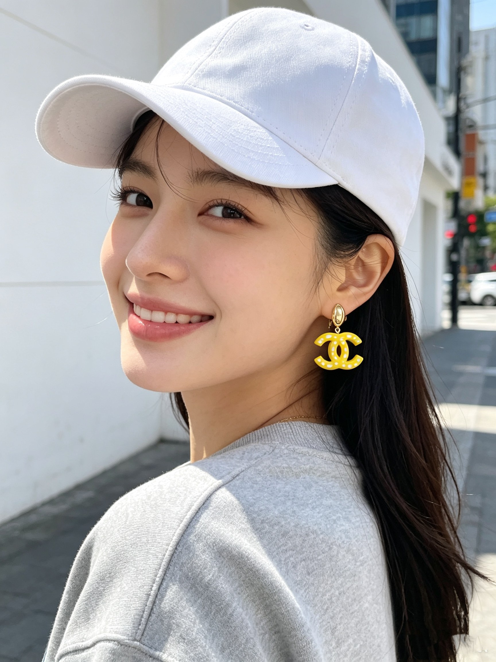 Chanel CC Drop Earrings earrings gold-tone metal bright yellow resin with white polka dots 4 5cm length