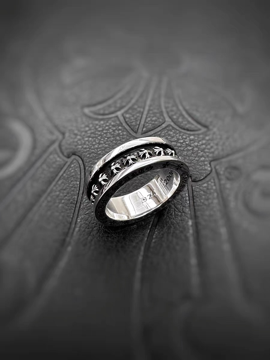 Chrome Hearts Mini Plus CH Spinner Ring ring oxidized sterling silver with black antiqued detailing US 9