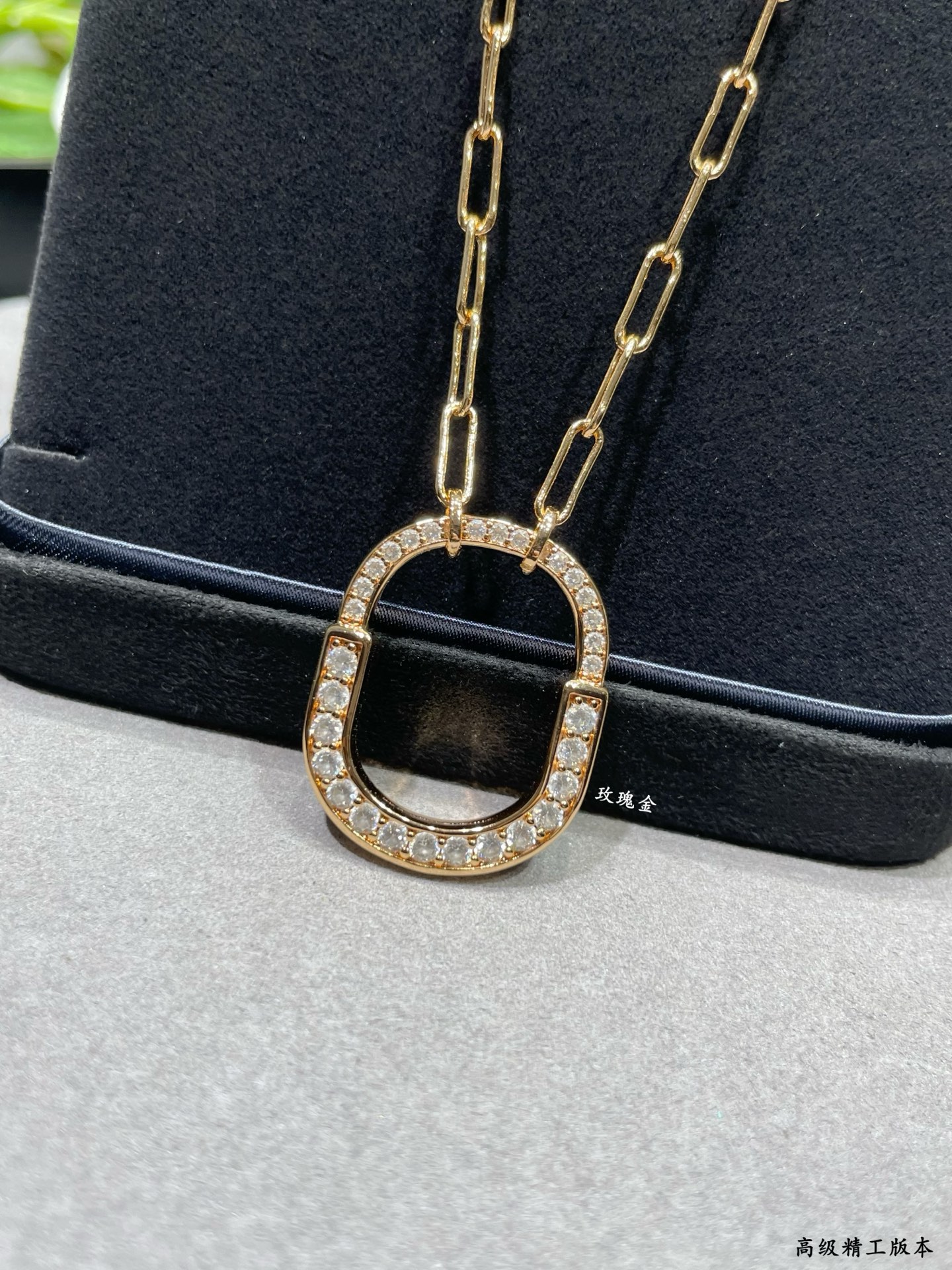 Tiffany Lock necklace 18K rose gold with clear diamond pave 45cm