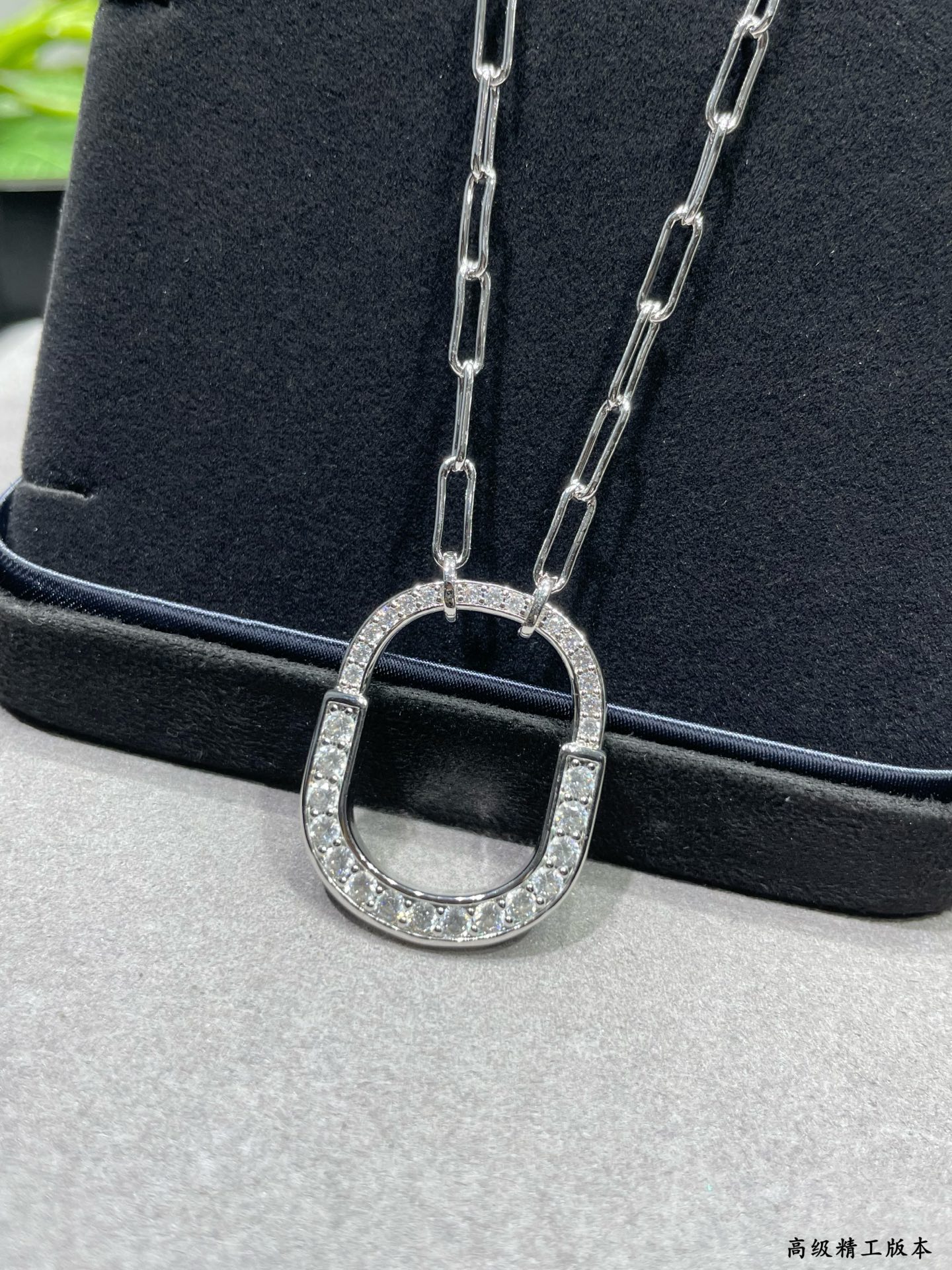 Tiffany Lock necklace 18K rose gold with clear diamond pave 45cm