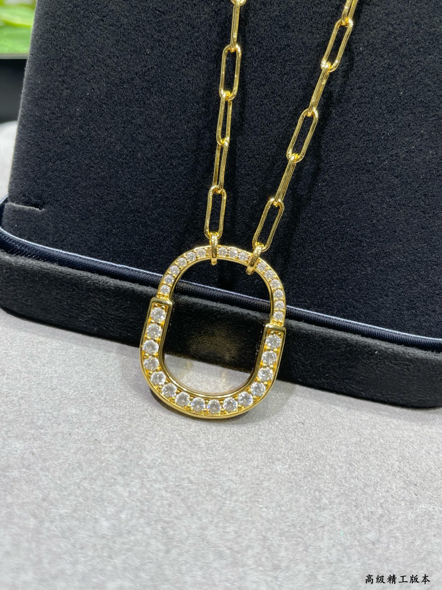 Tiffany Lock necklace 18K rose gold with clear diamond pave 45cm