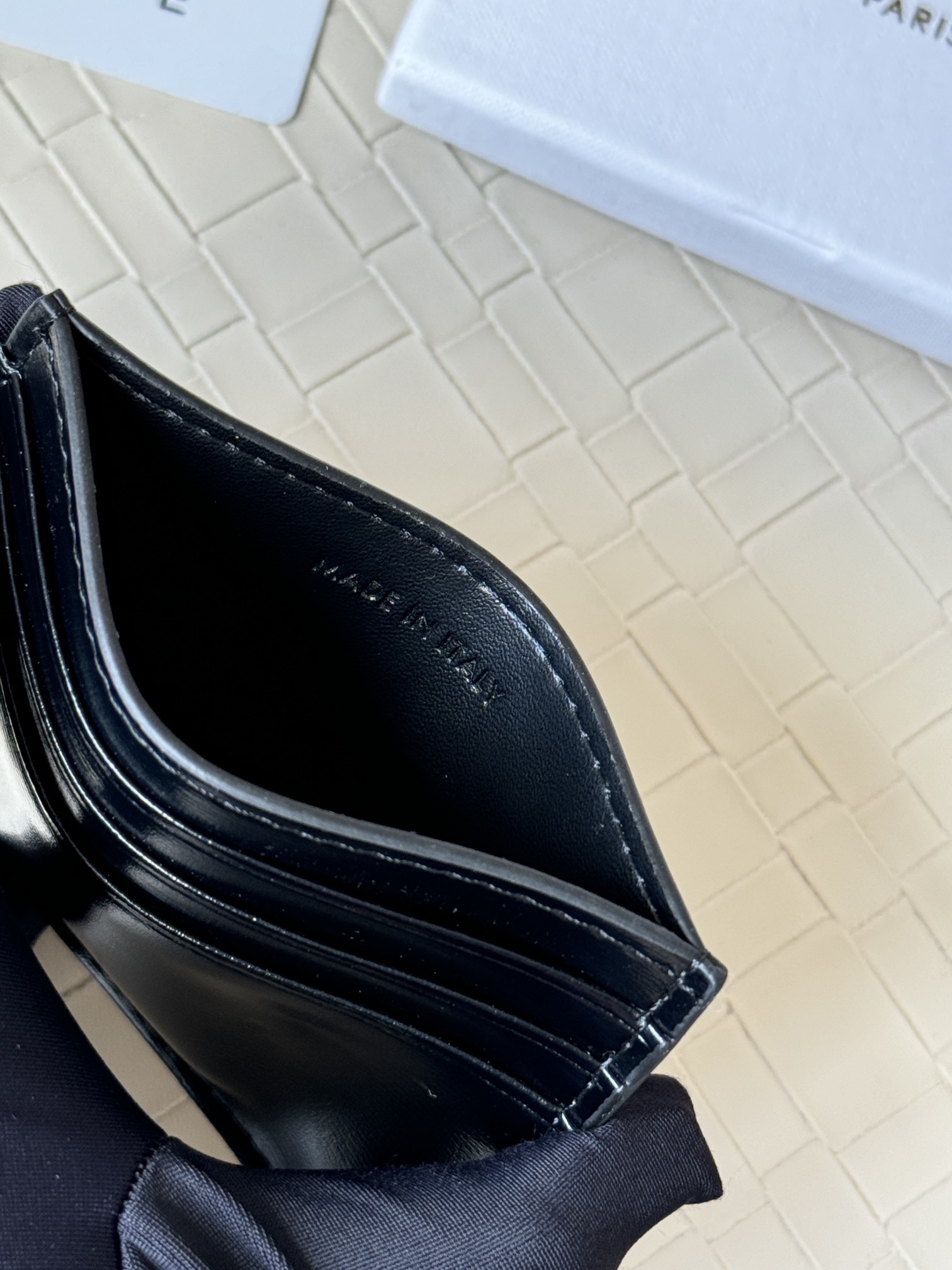 Celine Triomphe card holder black shiny calfskin with gold-tone metal hardware 10 5cm x 7
