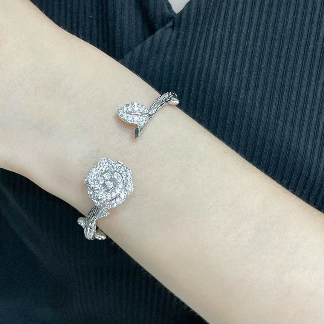 Dior Rose Dior Bagatelle bracelet Silver-toned metal with clear diamond simulants 17cm